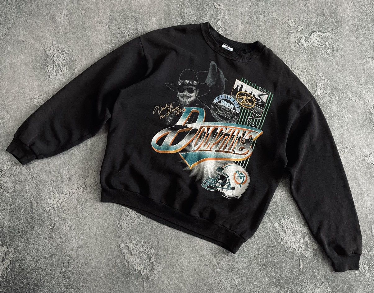 NFL VTG 90s MNF 25th Hank Williams NFL Miami Dolphins Sweatshirt Size US XL / EU 56 / 4 - 1 Thumbnail