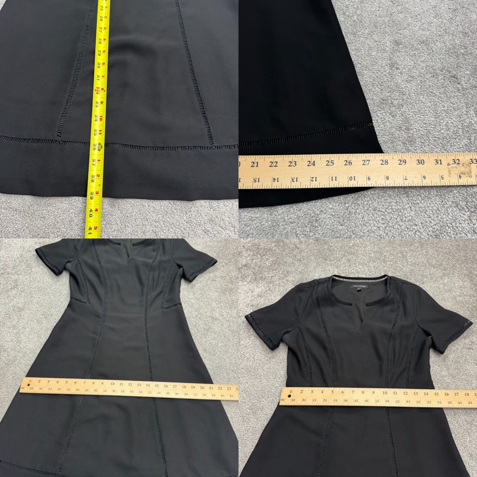 Banana Republic Banana Republic Dress Womens 6 Tall Black Midi Fit & Flare Ladder Stitch Classic Size M / US 6-8 / IT 42-44 - 9 Thumbnail