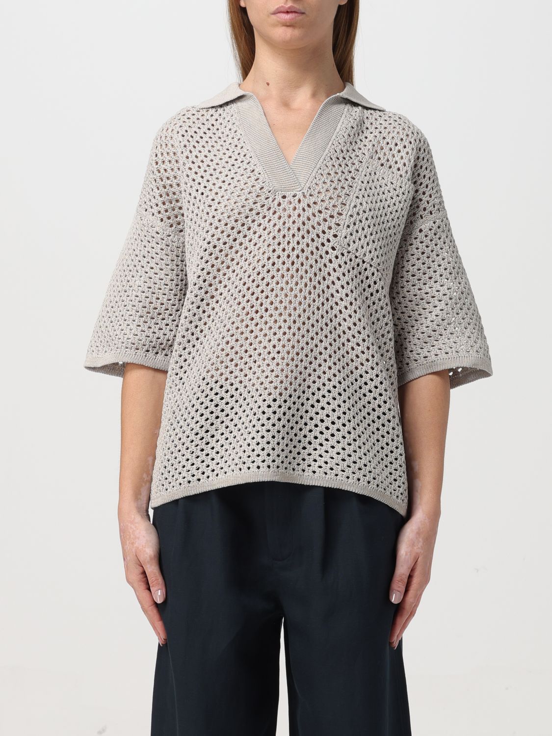 image of Brunello Cucinelli Sweater Woman Grey, Women's (Size Medium)