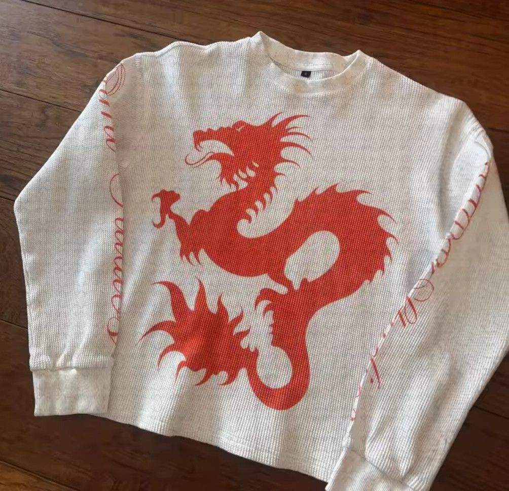 Other Y2K Goth Dark Retro Red Dragon Punk Sweater Sweatshirt Size US M / EU 48-50 / 2 - 3 Thumbnail