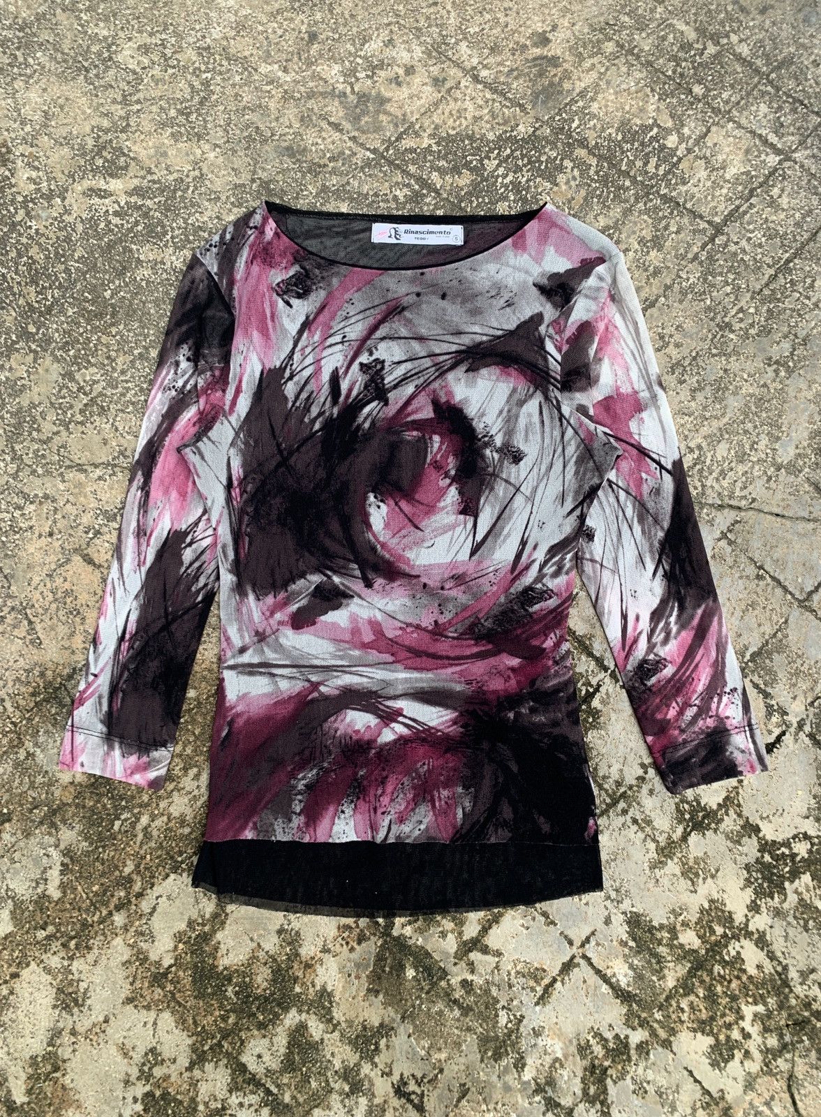 y2k Teddy Rinascimento Italy Abatract Scratch Art Mesh Top
