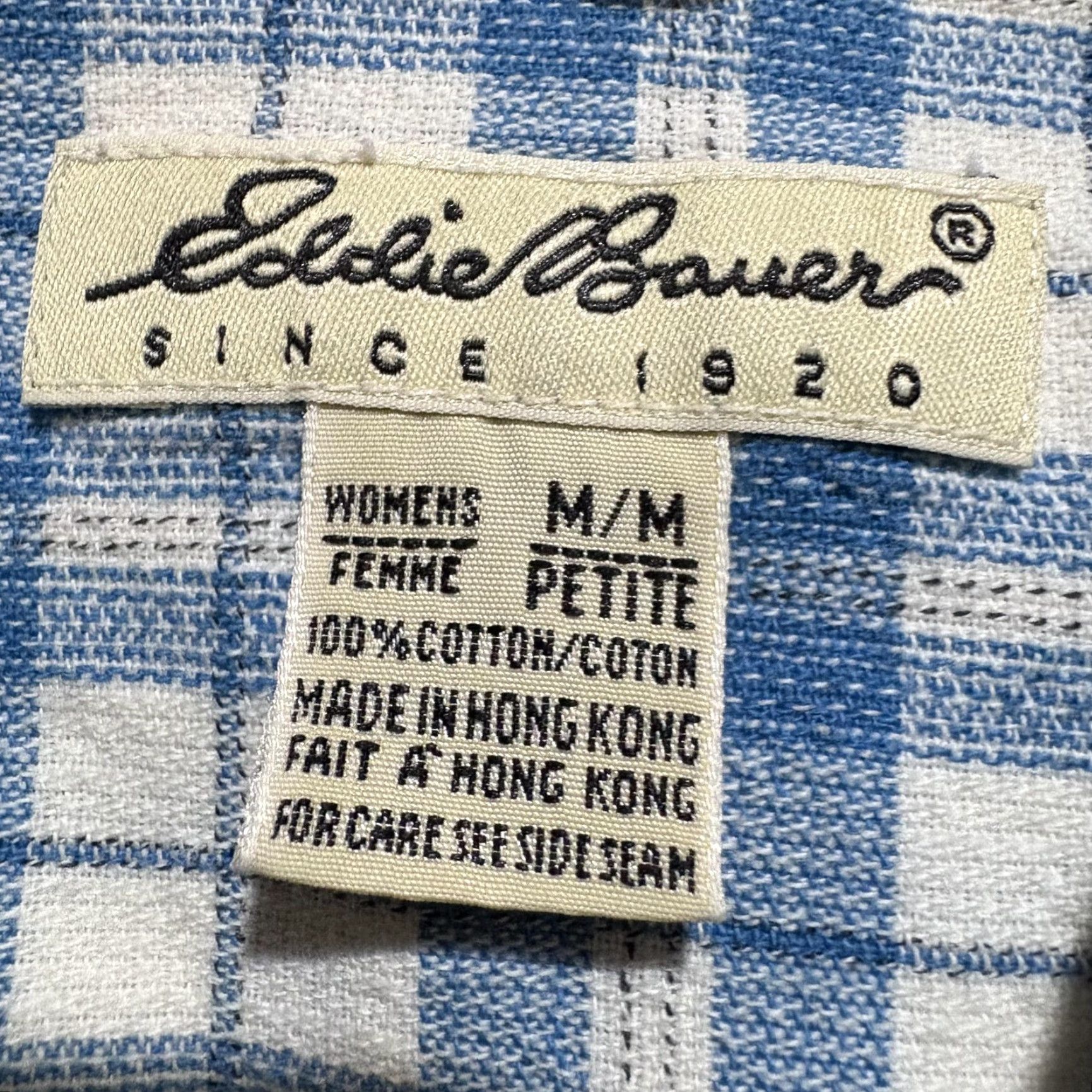 Eddie Bauer VINTAGE Eddie Bauer Shirt Petite M Blue White Plaid Button Front Top 90s Womens Cute Preppy Casual Size M / US 6-8 / IT 42-44 - 3 Thumbnail