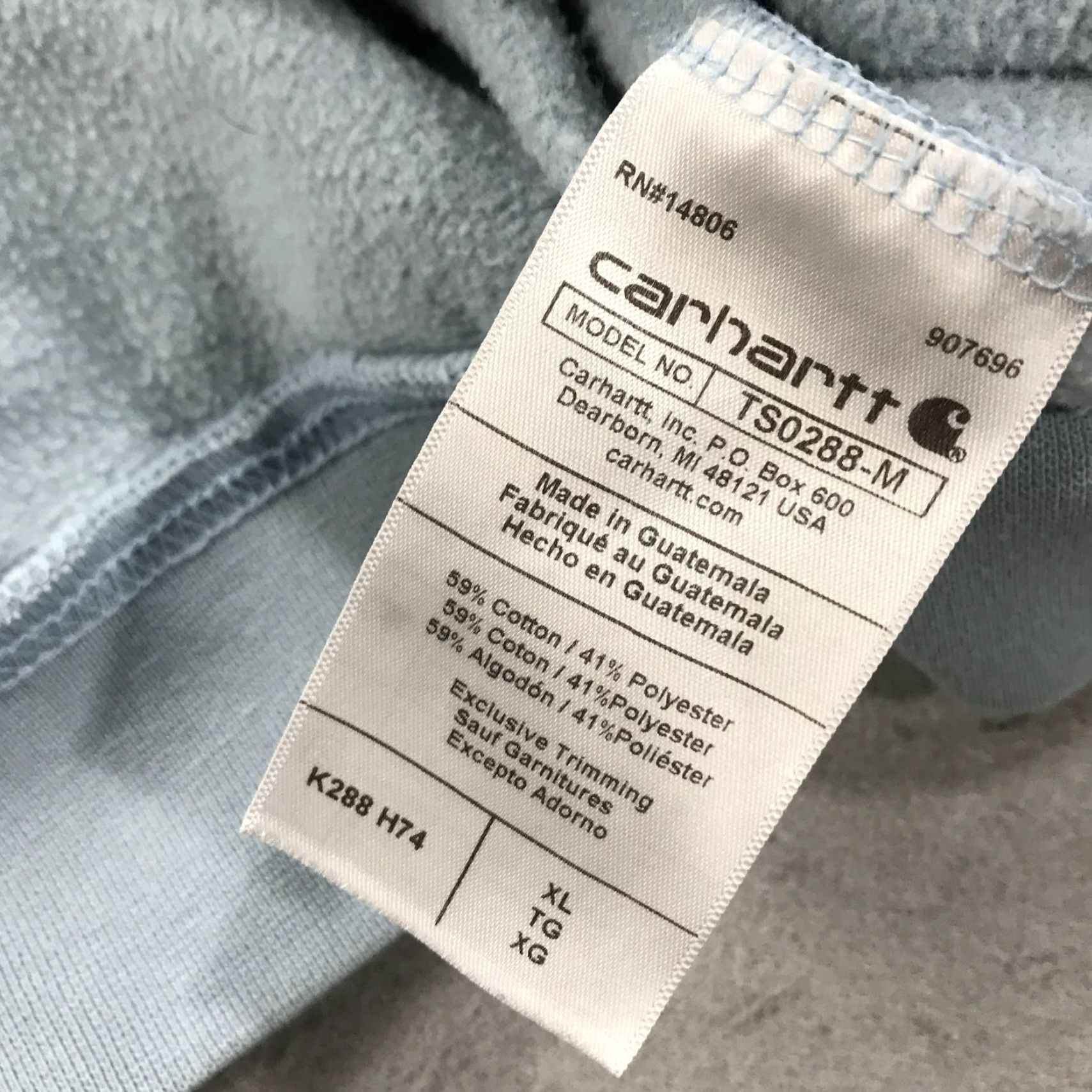 Carhartt Carhartt Hoodie Mens XL Light Blue Loose Midweight Sweatshirt Workwear K288 Size US XL / EU 56 / 4 - 5 Thumbnail