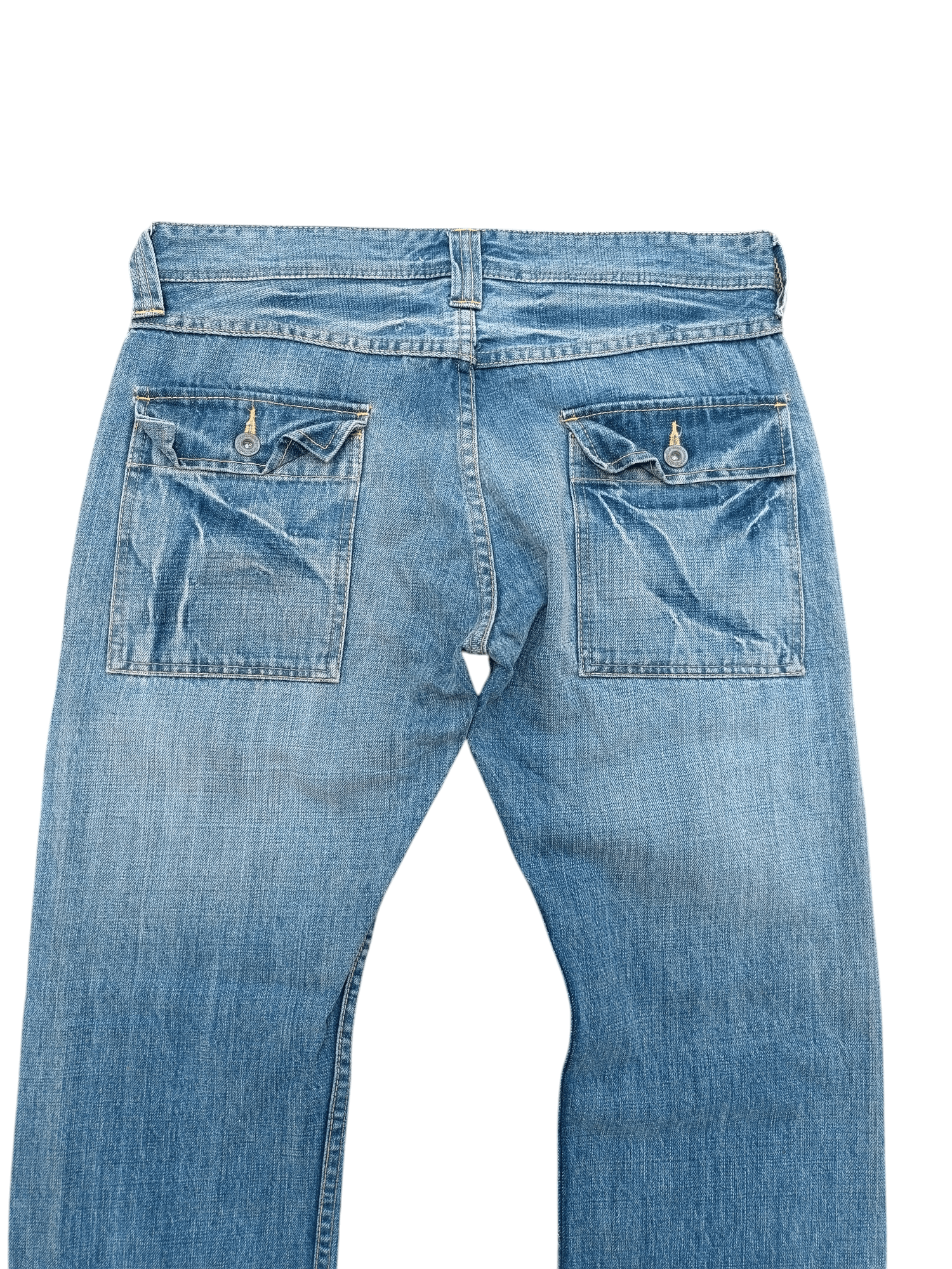 Designer VINTAGE 🔥 Back Number Japan Bush Pant Distressed Denim Size US 33 - 14 Thumbnail