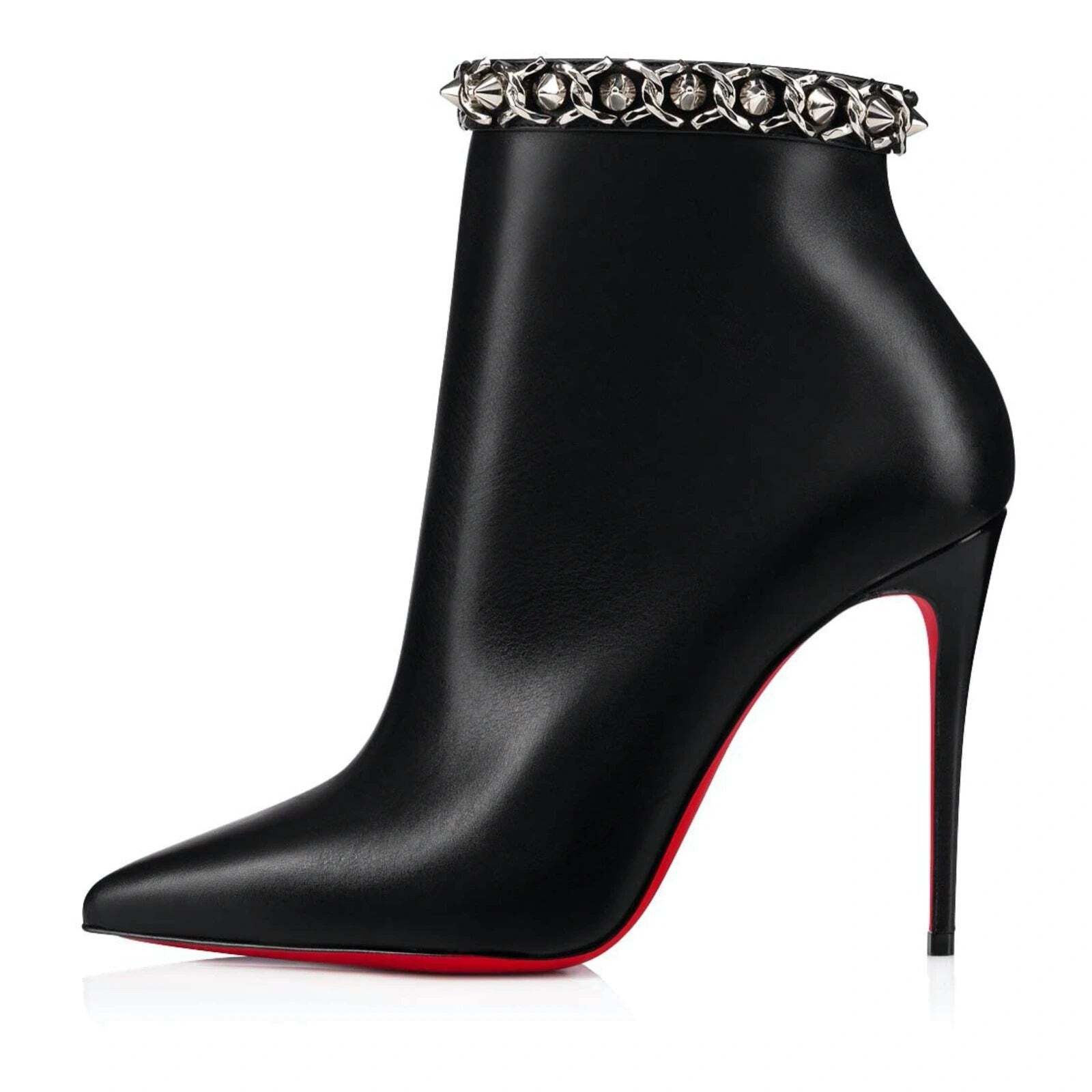 Christian Louboutin Christian Louboutin Booty Chain 100 Black Calf Leather Ankle Size US 7.5 / IT 37.5 - 4 Thumbnail