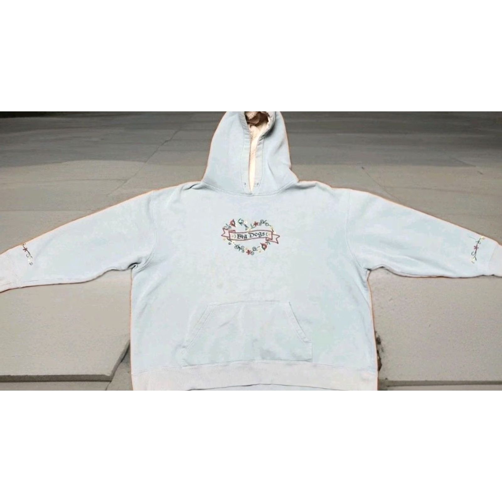 Big Dogs VINTAGE Big Dogs Hoodie Women 2XL Floral Embroidered Pullover Sweatshirt Blue Knit Embroidered 90s Womens Size XXL / US 16-18 / IT 52-54 - 2 Thumbnail