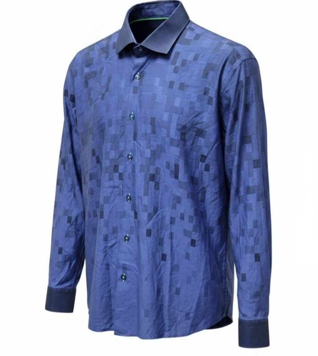 Maceoo MACEOO Italian Jacquard Fabric Blue Collared Long-Sleeves Me Size US XXL / EU 58 / 5 - 1 Thumbnail