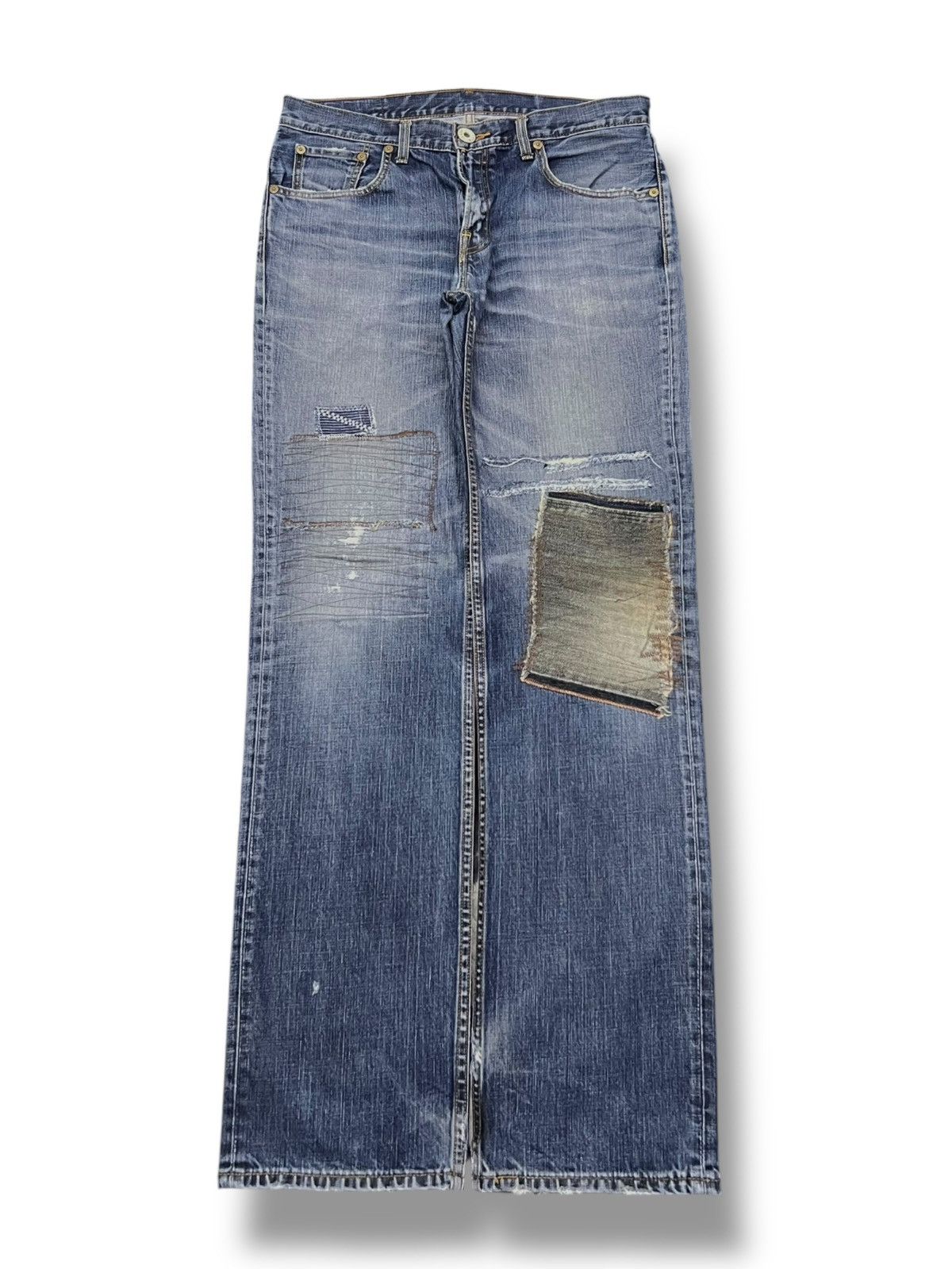 Levi's Vintage Levi’s 502 Denim Patches - Faded, Distressed Jeans Size US 35 - 2 Thumbnail