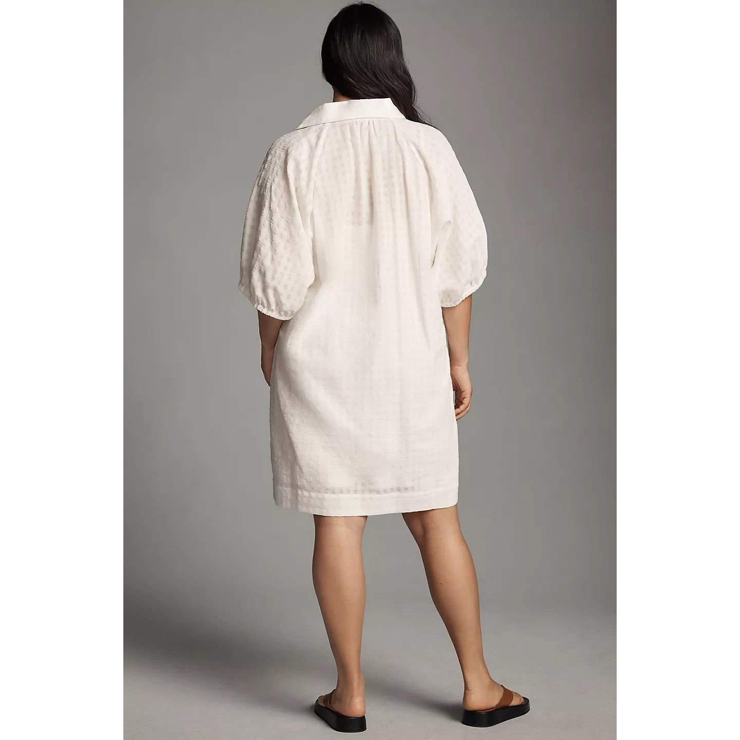 Anthropologie By Anthropologie V-Neck Tiered-Sleeve Tunic Dress White 2023 Size M / US 6-8 / IT 42-44 - 3 Thumbnail