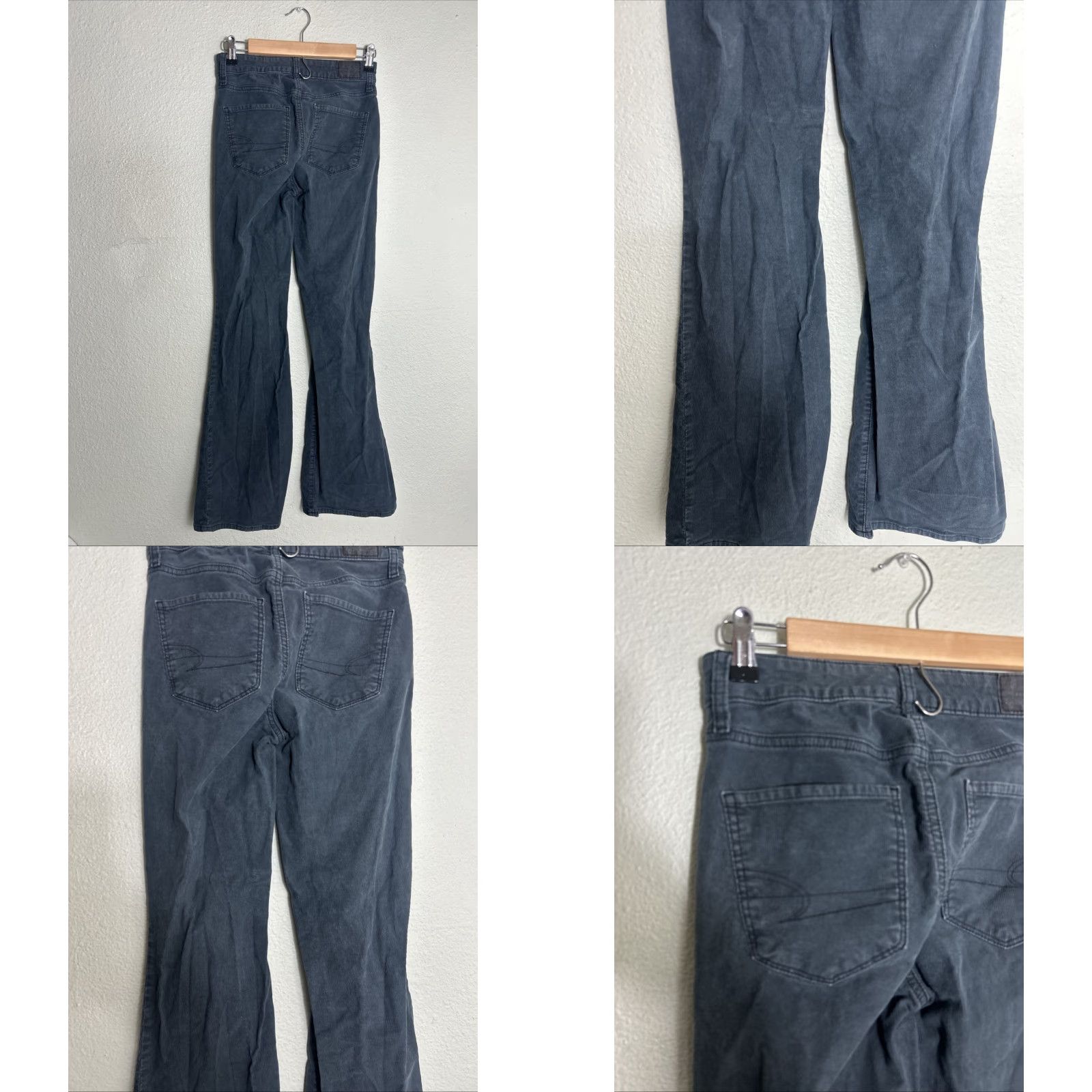 American Eagle Outfitters American Eagle Pants Super Hi Rise Flare Gray Corduroy Button Fly Womens Sz 0 Size 25" / US 0 / IT 36 - 8 Thumbnail