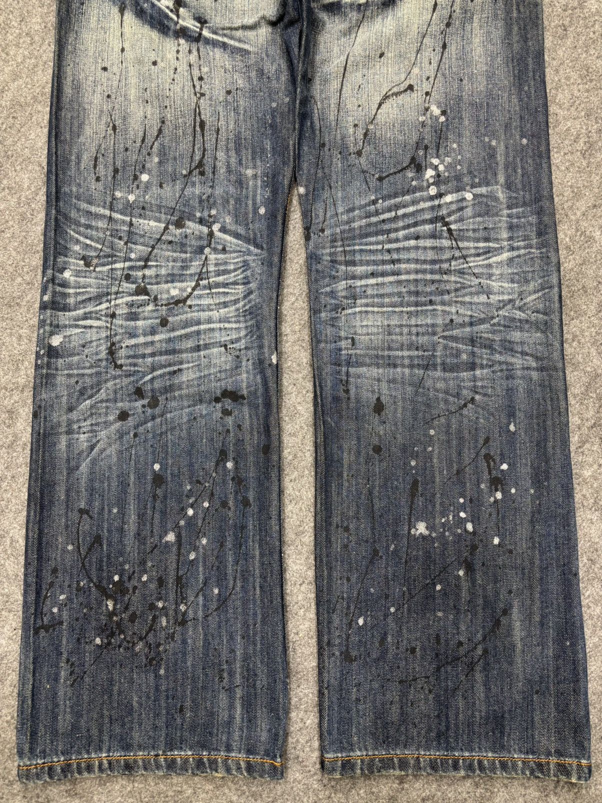 Japanese Brand Sick punk ministry PatchWork Japan Paint Splatter Denim F672 Size US 31 - 18 Thumbnail