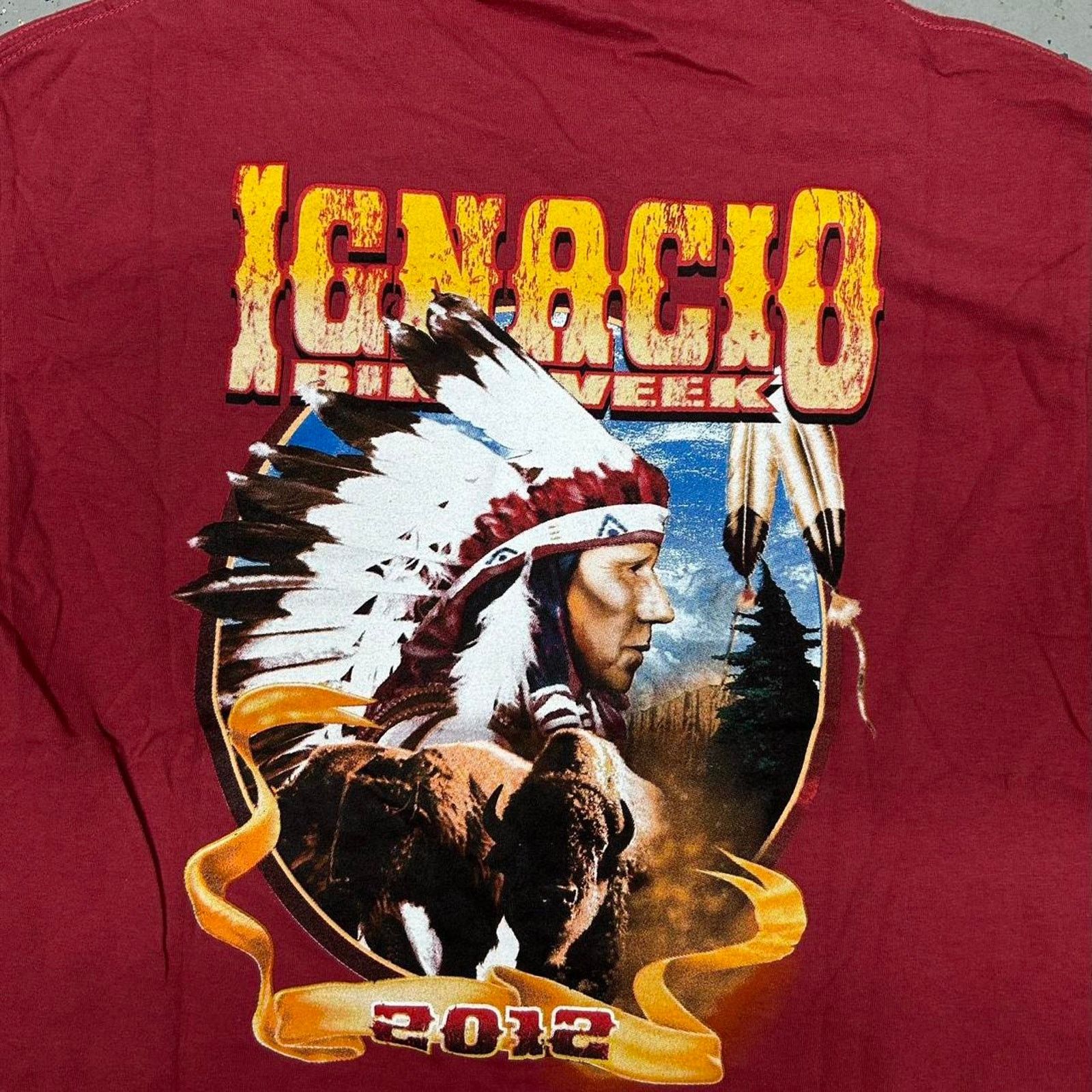 Gildan Y2K IGNACIO Bike Week T-SHIRT - red and yellow cotton tee Size US L / EU 52-54 / 3 - 2 Thumbnail