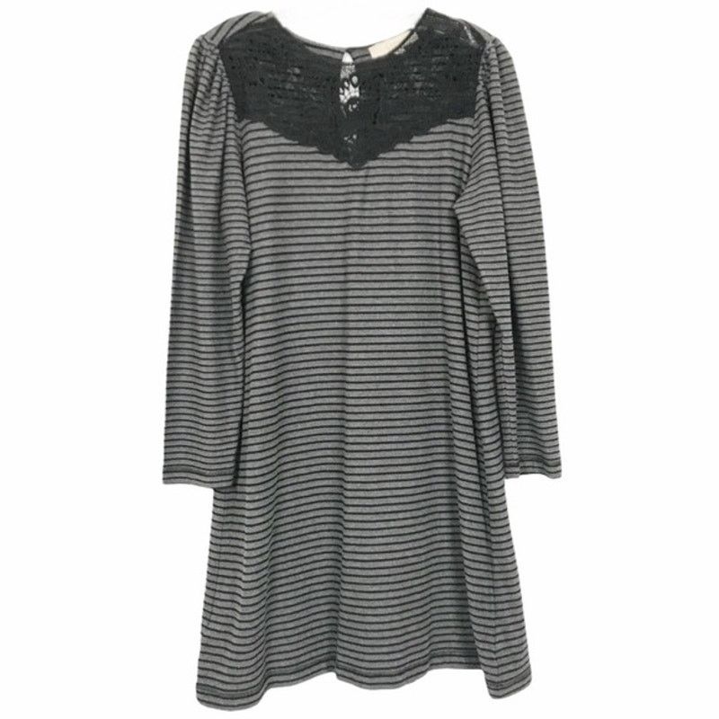 Loft Ann Taylor Loft Black/Gray Striped Lace Dress Sz S Size S / US 4 / IT 40 - 1 Thumbnail