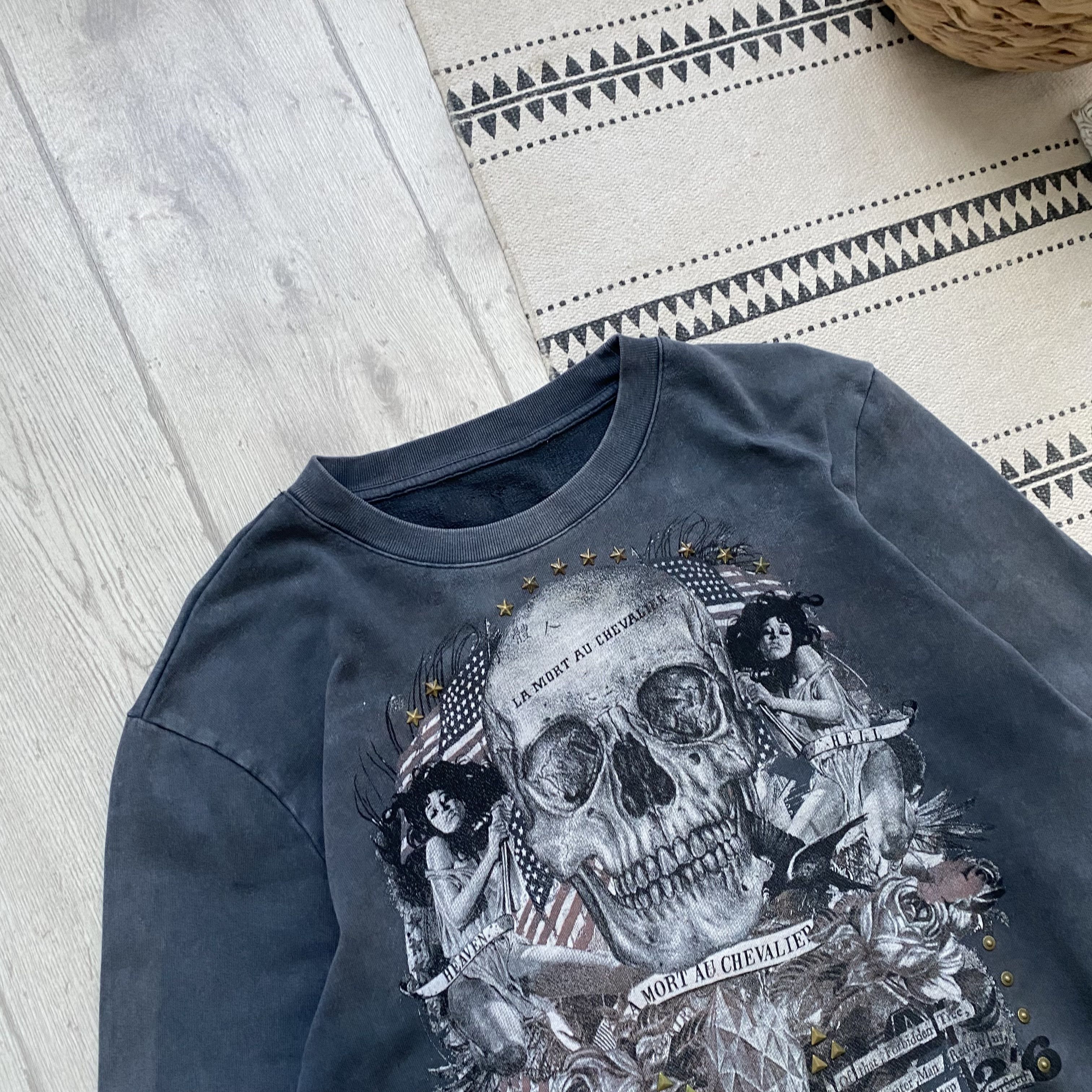 If Six Was Nine Vintage Affliction Style Skul Sweatshirt Y2K opium Size US M / EU 48-50 / 2 - 2 Thumbnail