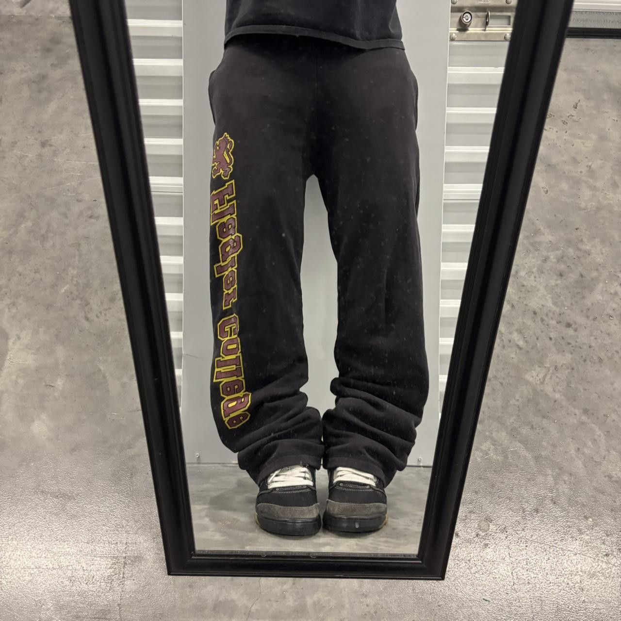Japanese Brand × Vintage Crazy Vintage Y2K/2000s Baggy Black College Streetwear Essential Sweatpants! Size US 34 / EU 50 - 1 Thumbnail