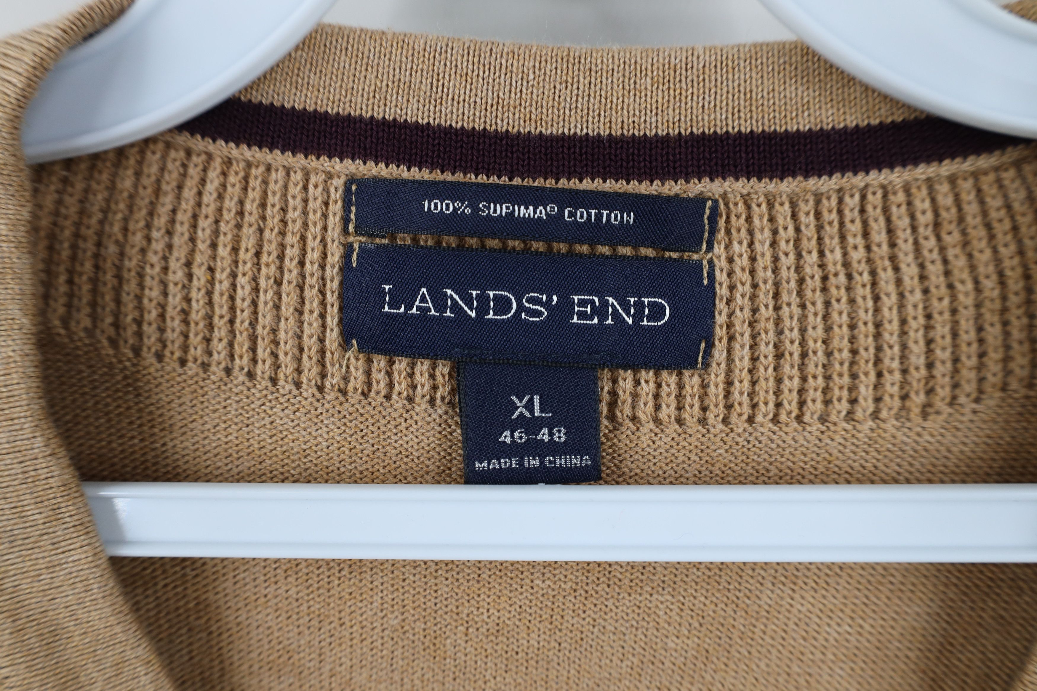 Lands' End Vintage Lands End Cotton Knit V-Neck Sweater Vest Beige Size US XL / EU 56 / 4 - 8 Thumbnail