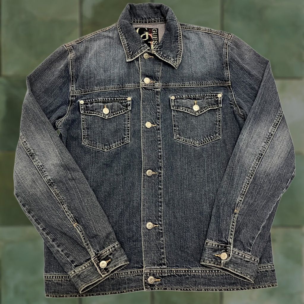 Guess Guess Jacket Mens XL Blue Denim Slim Fit Trucker Jean Y2K Size US 36 / EU 52 - 1 Thumbnail
