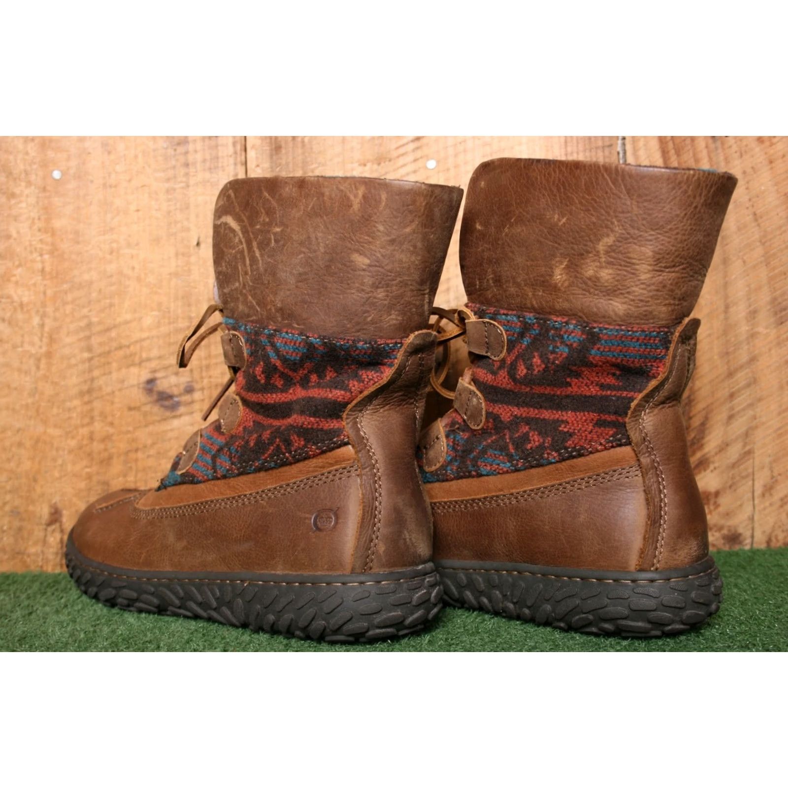 Born VINTAGE Børn Boot Brown Leather Wool 8" Fold-Over Boots Sz. 7.5 Women Size US 8 / IT 38 - 3 Thumbnail