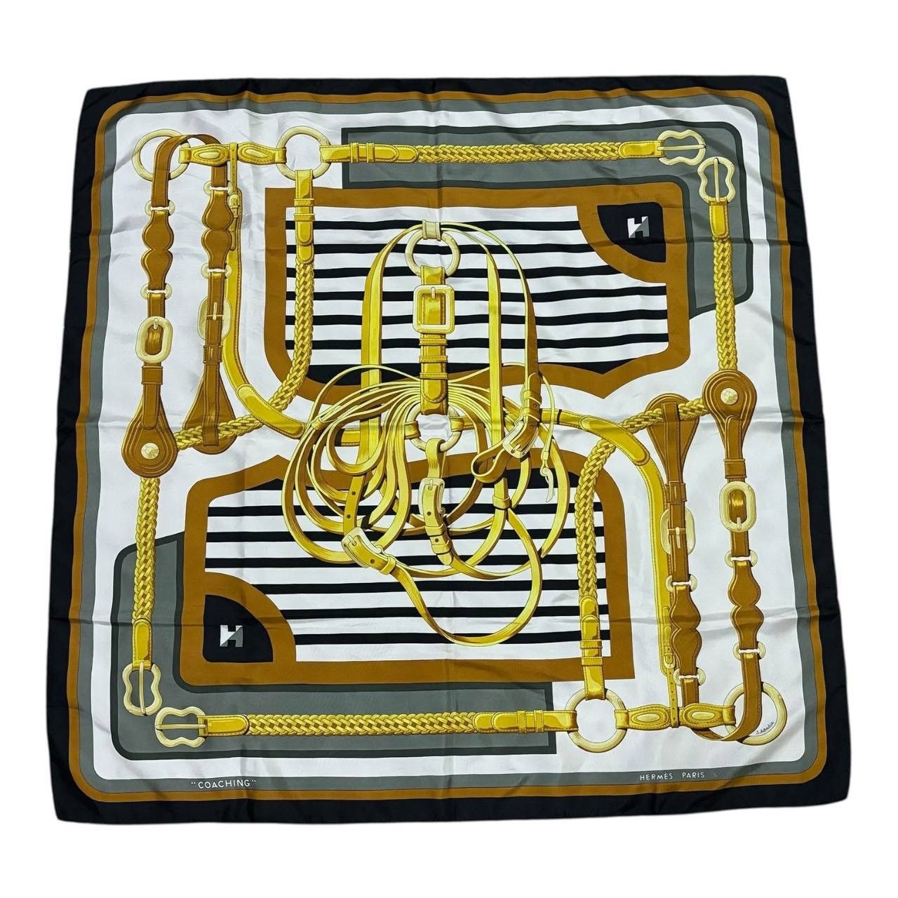 Hermes Hermes Coaching Scarf 90cm J. Abadie Navy Silk Vintage 1976 Size ONE SIZE - 1 Thumbnail