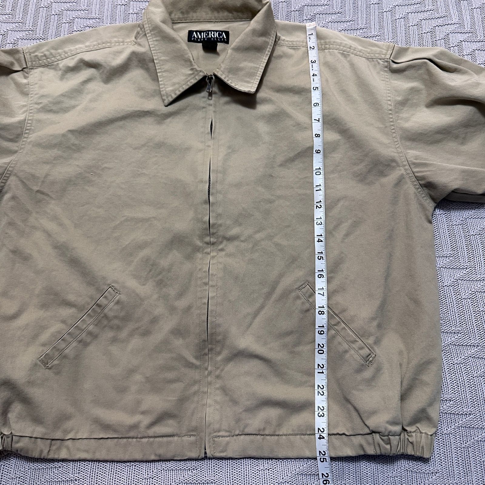 Perry Ellis Vintage 90s Perry Ellis tan windbreaker jacket size L Size US L / EU 52-54 / 3 - 7 Thumbnail