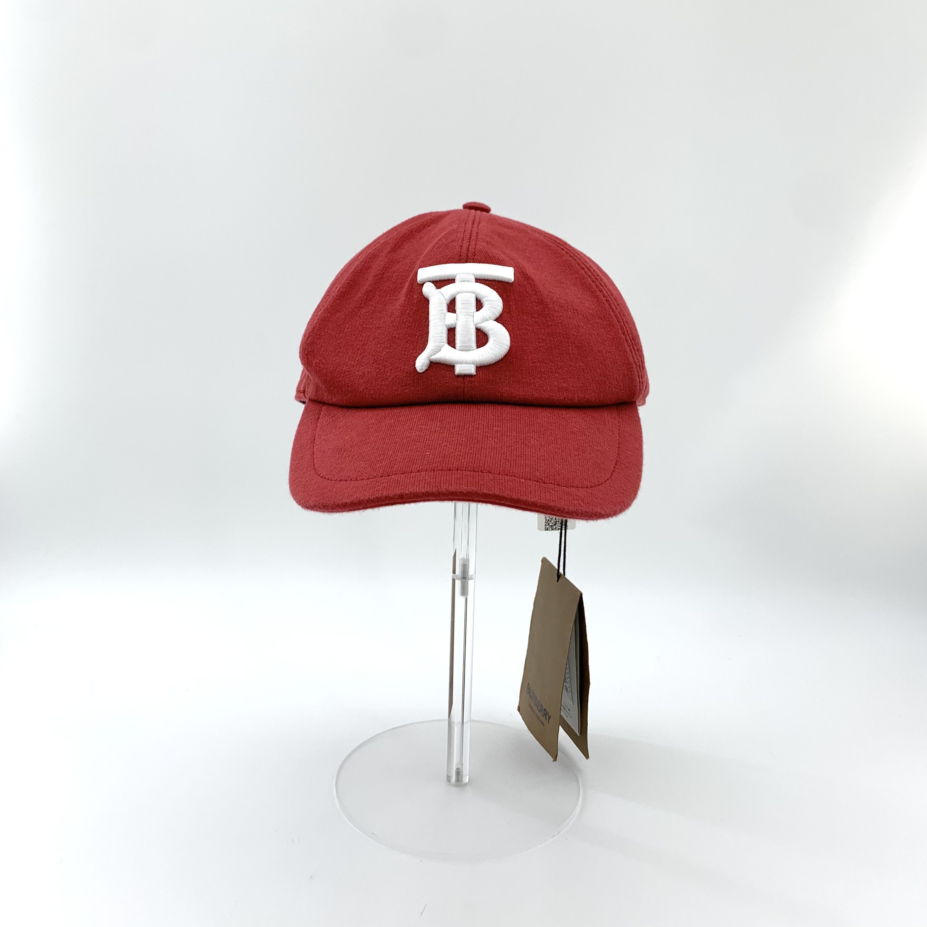 Burberry Red TB Embroidered Cotton Cap (Size L) Hats display picture 2