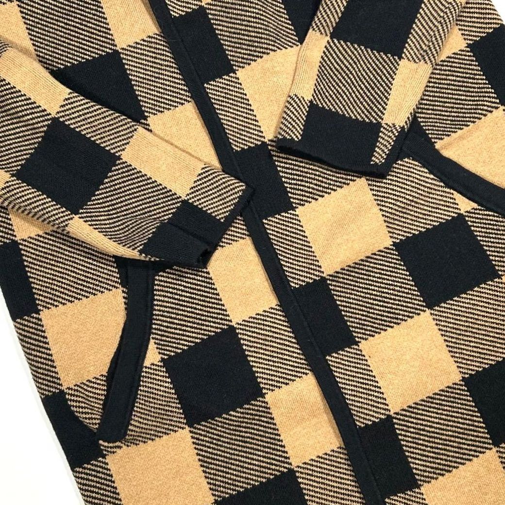 Vintage VINTAGE J Crew Cardigan Buffalo Check Open Front Brown Tan XS Women Sweater Coat Plaid Size XS / US 0-2 / IT 36-38 - 3 Thumbnail