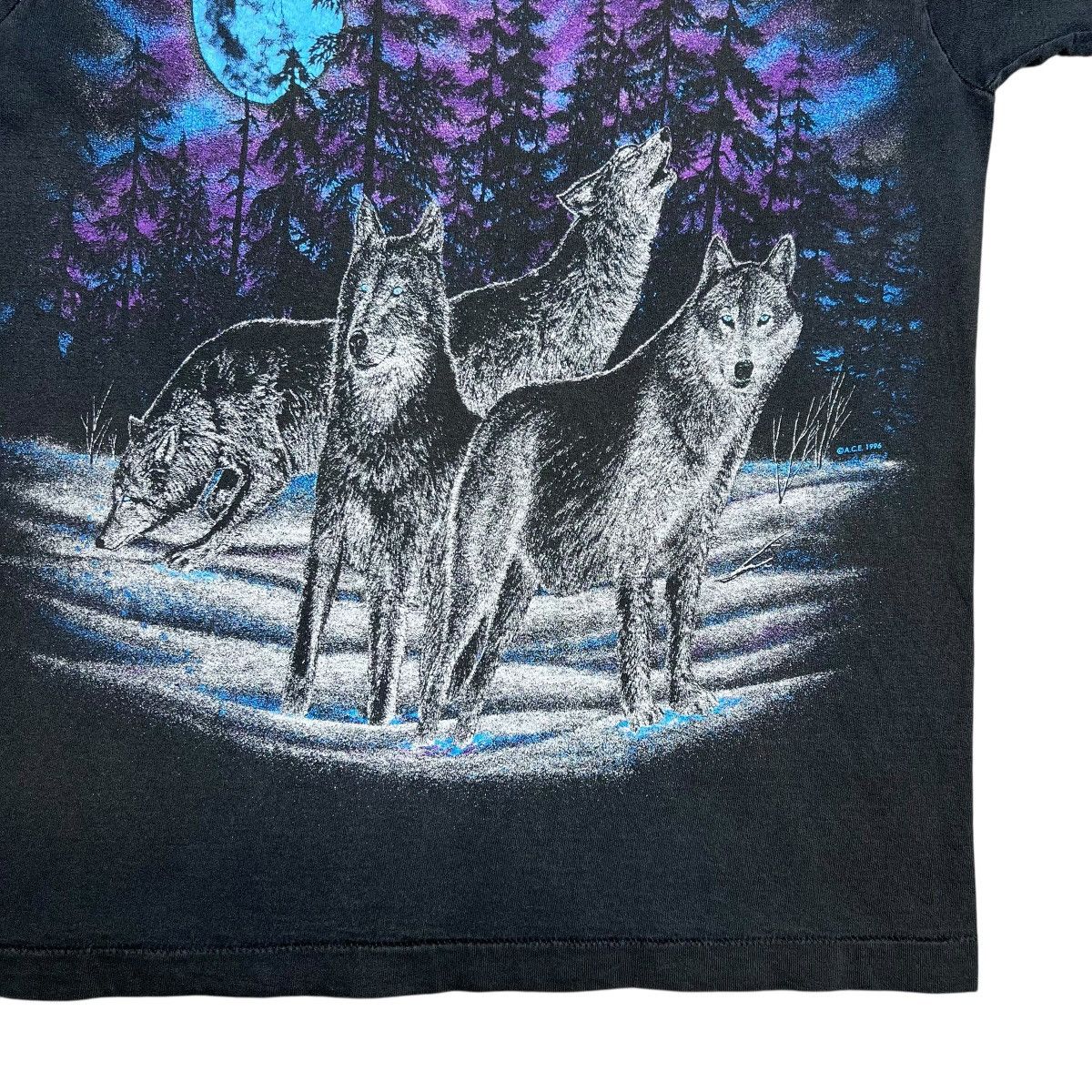 Fruit Of The Loom Vintage 1996 Alaska Wolf Pack Nature Double Sided T-Shirt Size US M / EU 48-50 / 2 - 8 Thumbnail