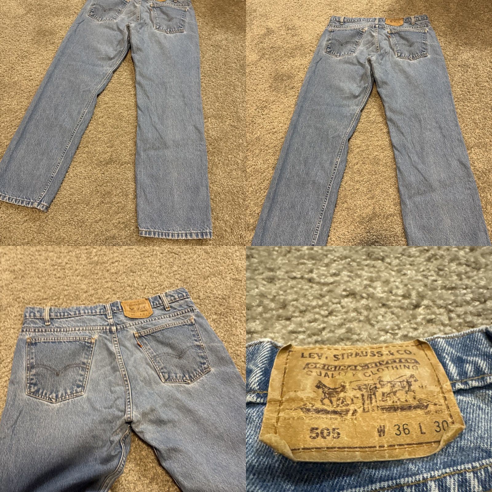 Levi's VINTAGE Levi’s 505 Orange Tab Straight Leg Jeans 36x30 Men Regular Denim Orange 505 Jeans Mens Size US 36 / EU 52 - 8 Thumbnail