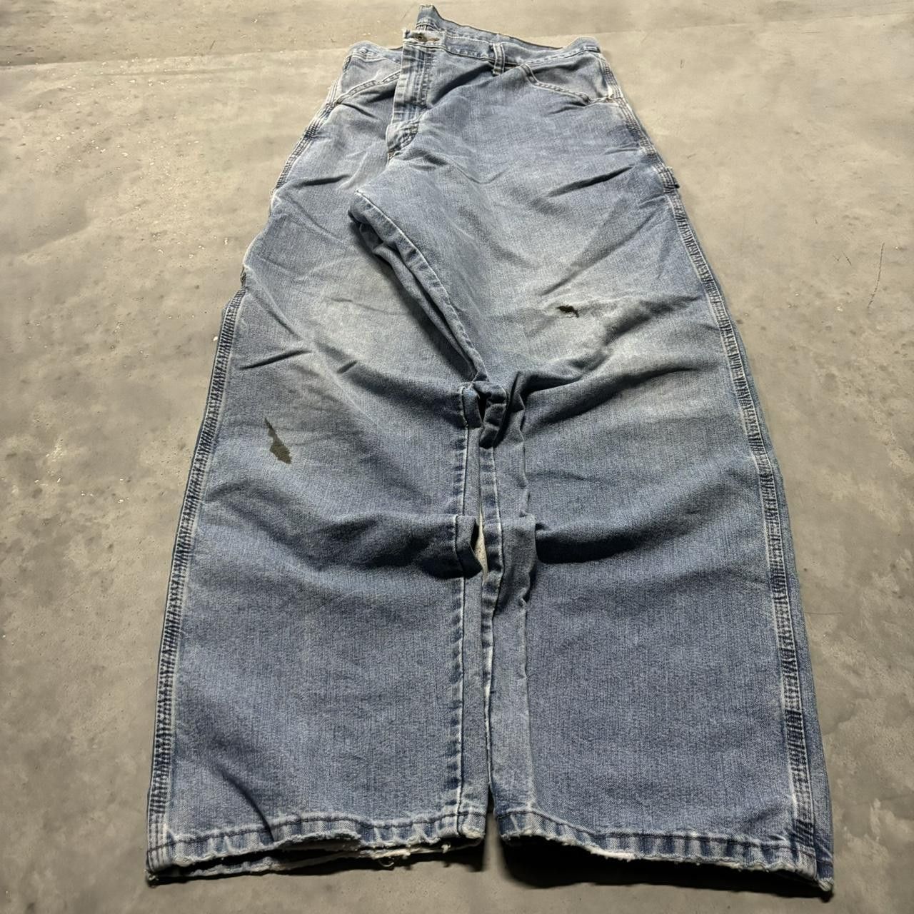 Japanese Brand × Vintage Crazy Vintage Y2K/2000s Baggy Carpenter Skater Workwear Denim Jeans! Size US 38 / EU 54 - 3 Thumbnail