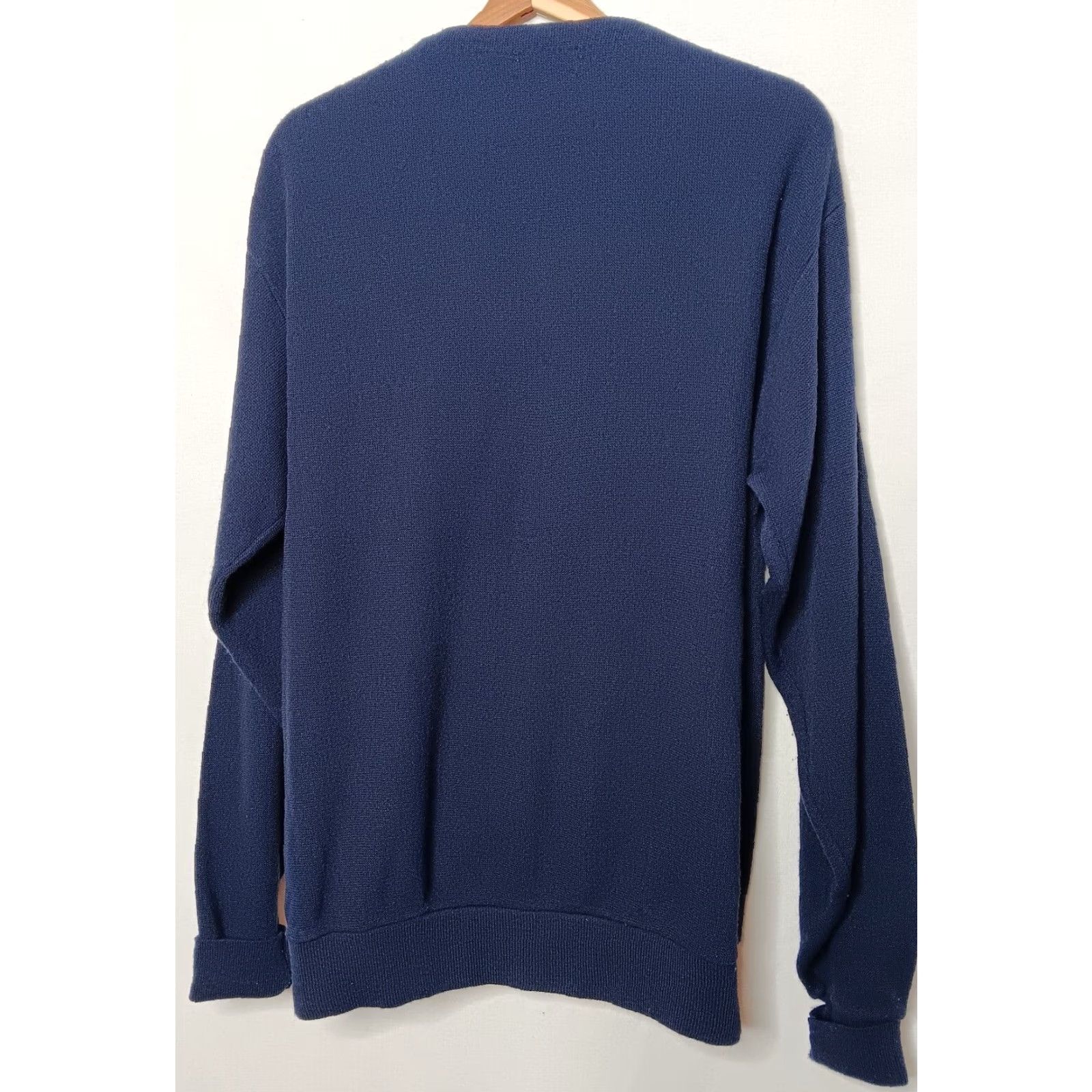Izod VINTAGE IZOD Mens Large Tall Cardigan Sweater Button V Neck Blue Grandpa Logo Knit Kick 80s 70s Grunge Hipster Size US L / EU 52-54 / 3 - 3 Thumbnail