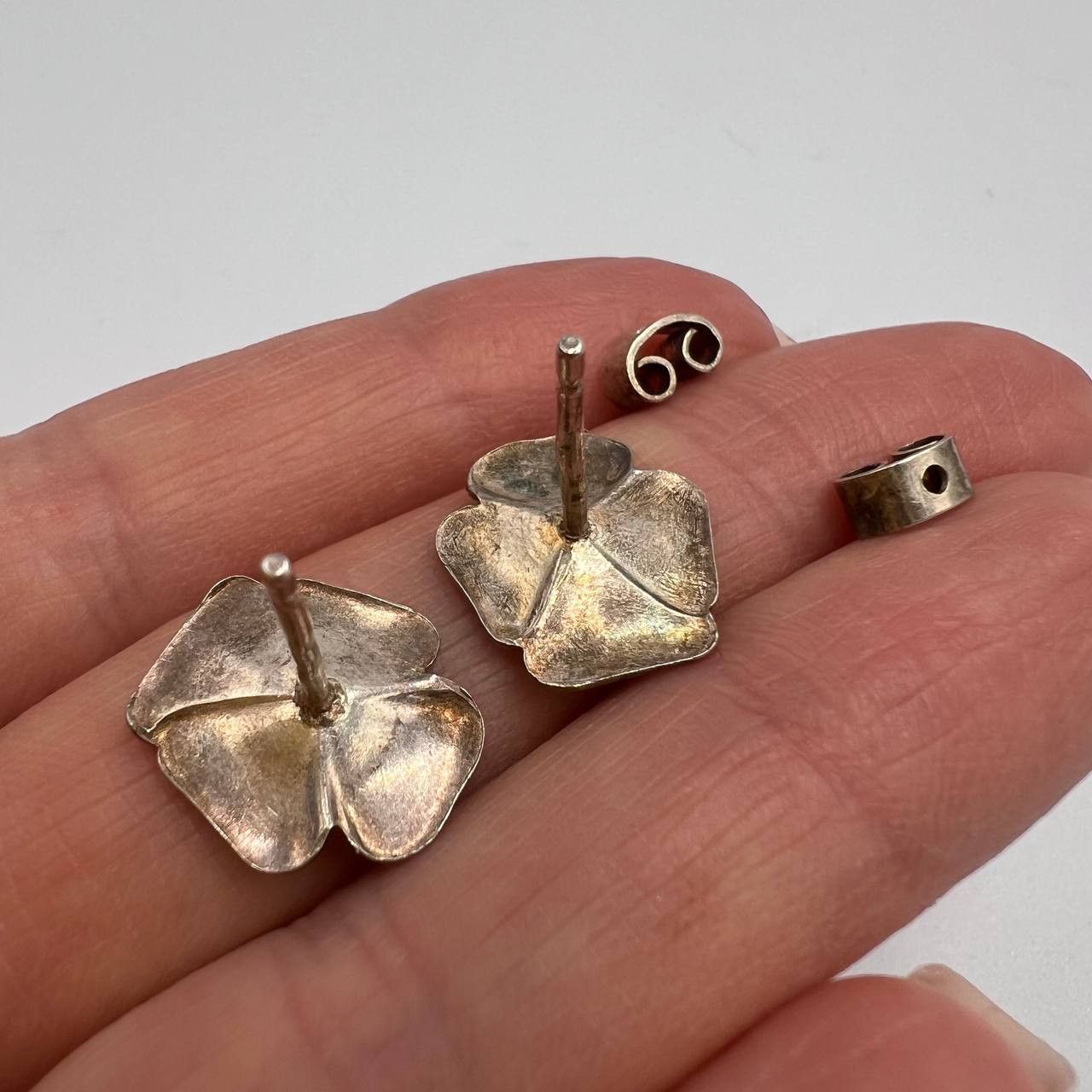 Jewelry × Vintage Vintage Earrings Violet Flower USSR Silver 916 Hot Enamel Size ONE SIZE - 3 Thumbnail