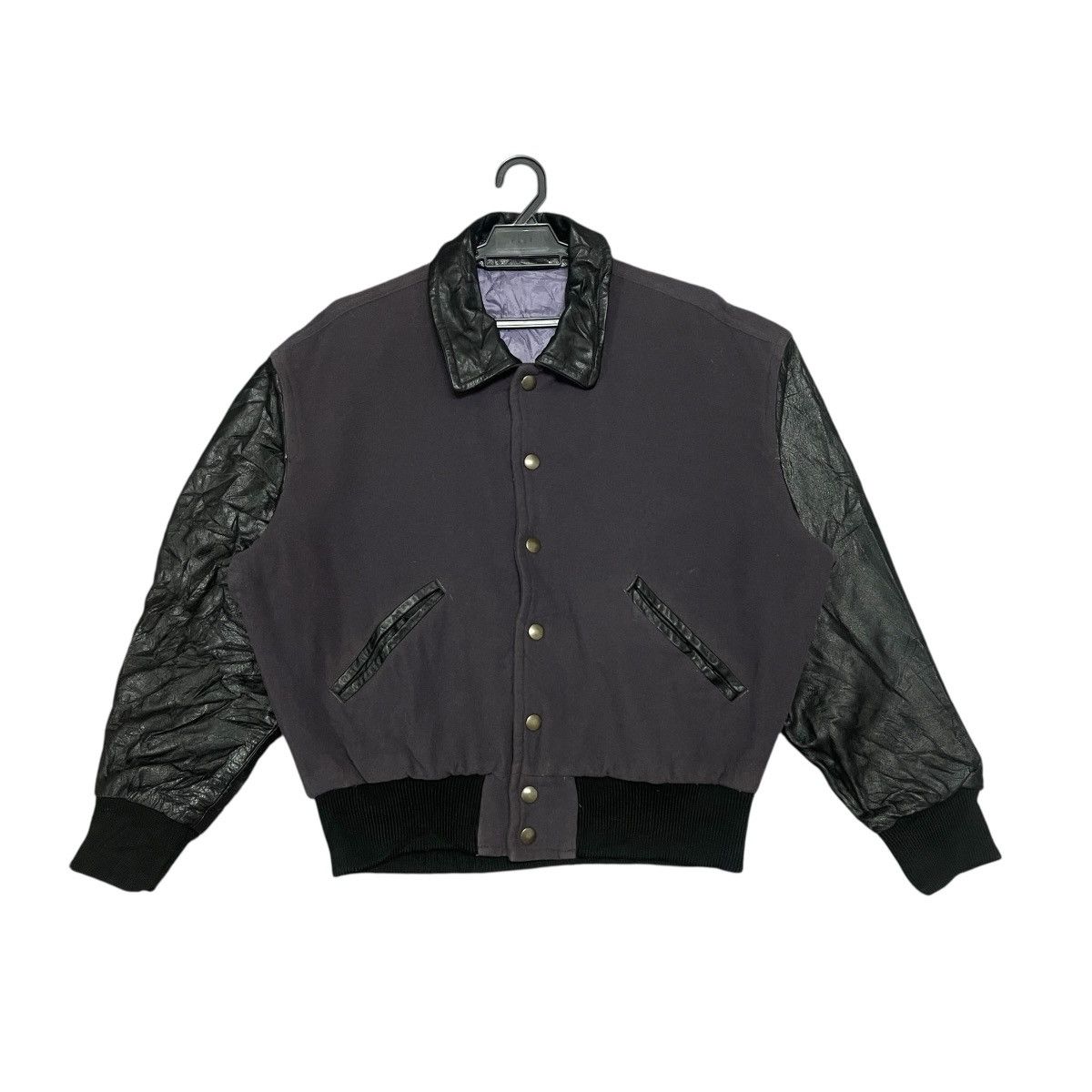 JUN MEN Vintage Junmen Wool Varsity Bomber Jacket, Leather Sleeves Size US XXL / EU 58 / 5 - 12 Thumbnail
