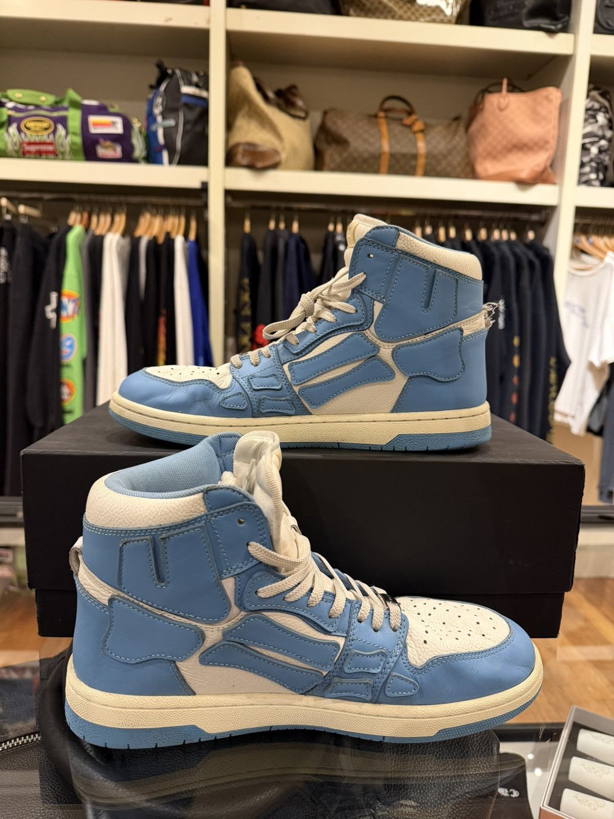 Amiri Amiri Skel High Top - White/Blue Size US 10 / EU 43 - 2 Thumbnail