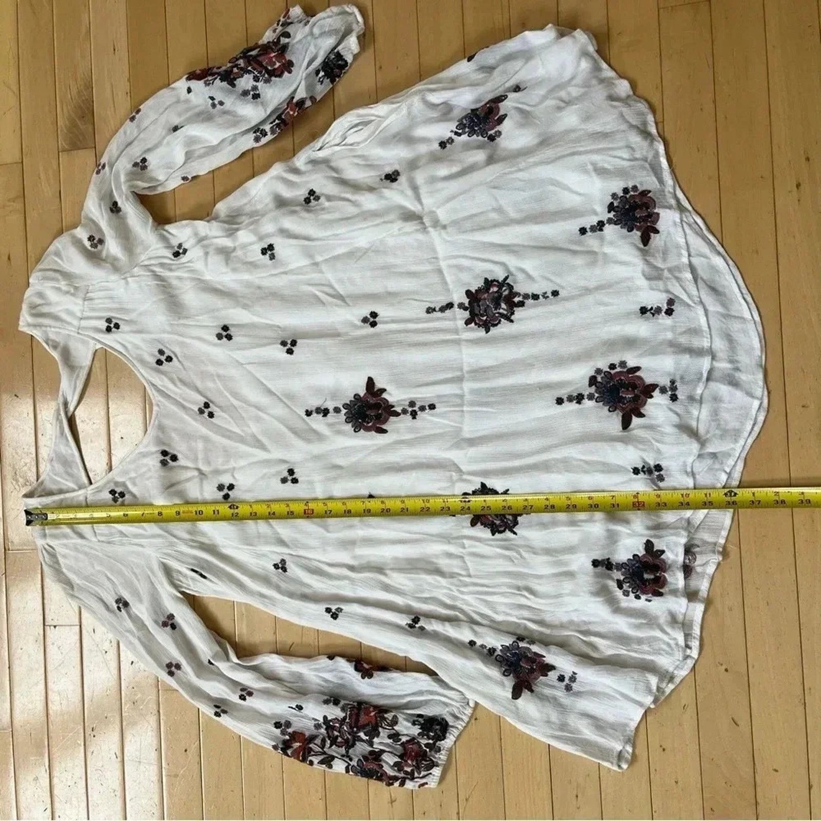 Free People Free People Ivory Oxford Embroidered Mini Dress Floral Sz S Size S / US 4 / IT 40 - 14 Thumbnail