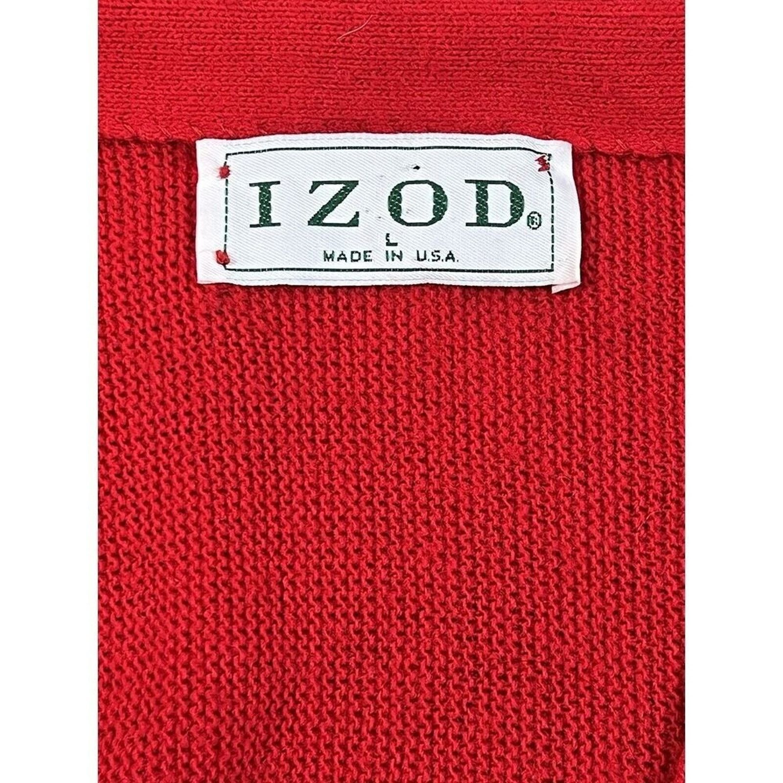 Izod Vintage Izod Grandpa Knit Red Cardigan Sweater Mens L Size US L / EU 52-54 / 3 - 4 Thumbnail