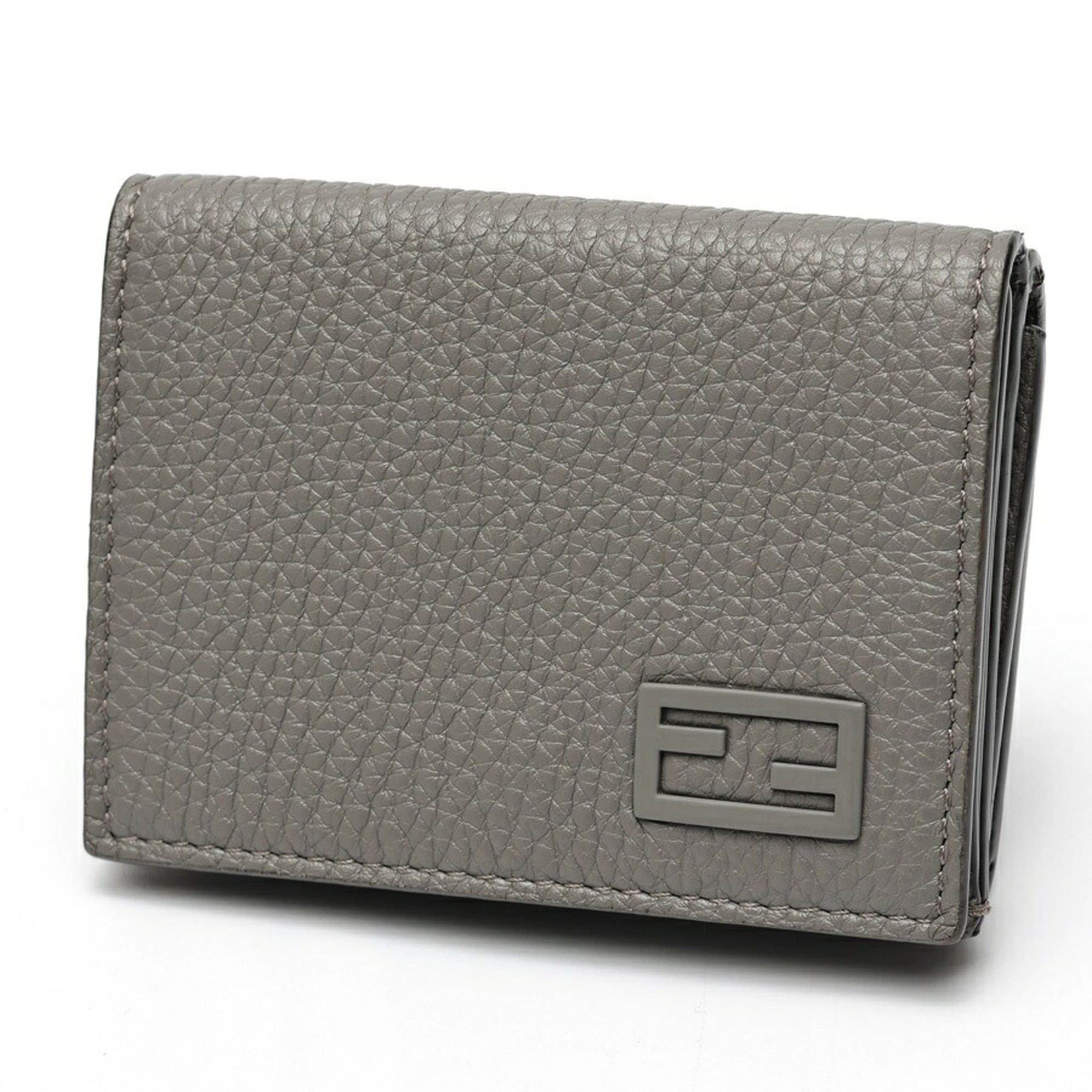 Fendi FENDI Tri-fold Compact Wallet 7M0280 Kataoshi Leather Gray S-159974 Size ONE SIZE - 1 Thumbnail