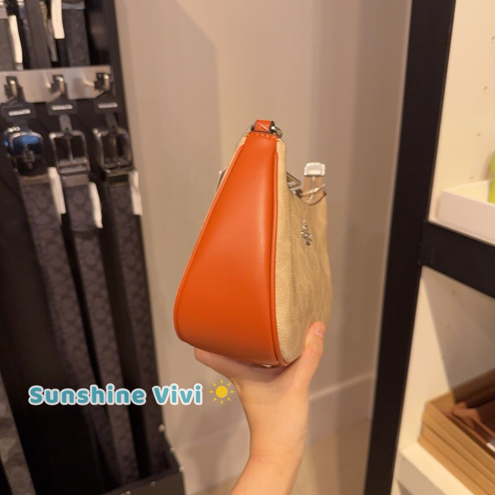 Coach NWT Coach Teri Shoulder Bag Canvas CV933 Sand / Deep Orange Size ONE SIZE - 2 Thumbnail