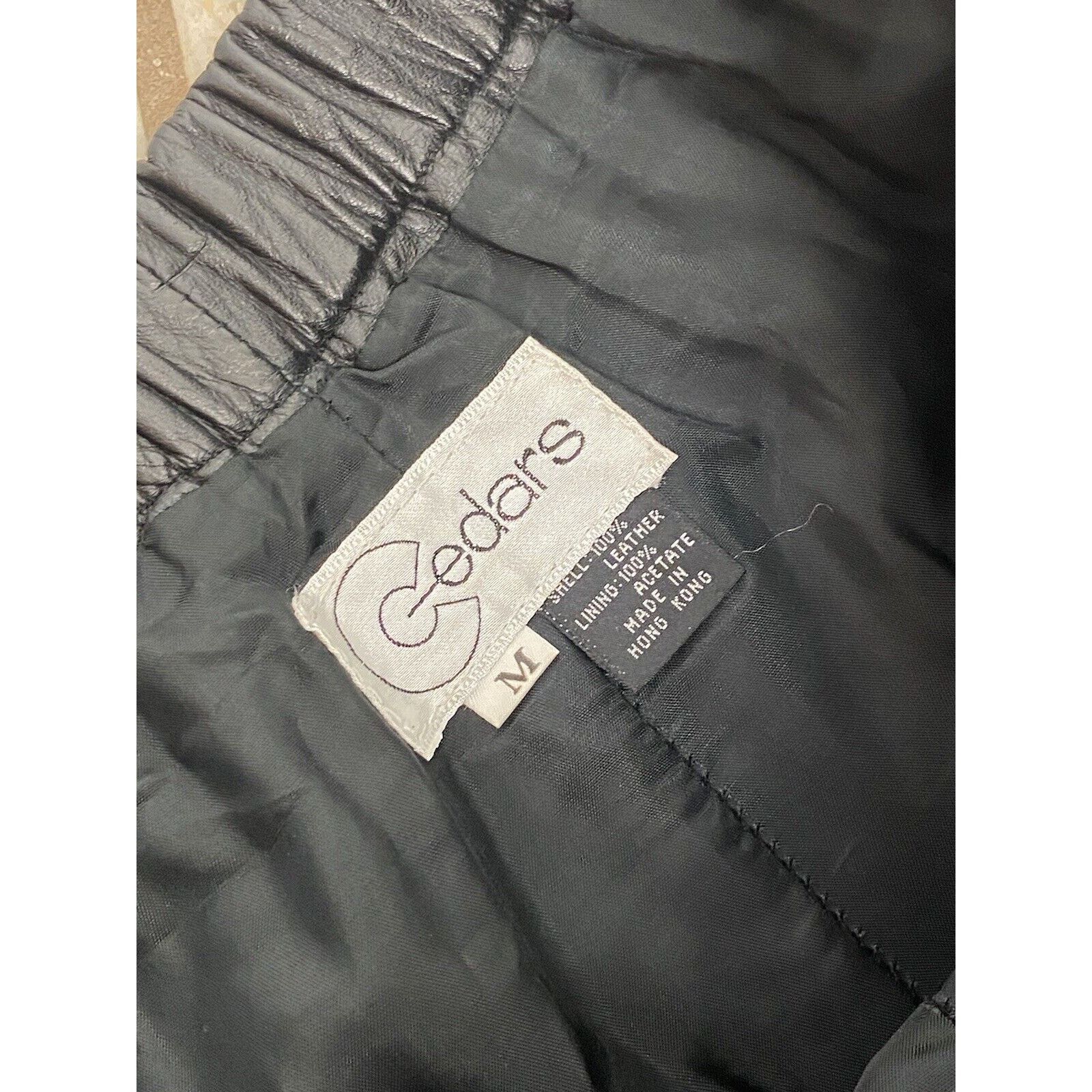 Other VTG CEDARS Black Leather Pants M Fully Lined Elastic Waist Size 32" / US 10 / IT 46 - 4 Thumbnail