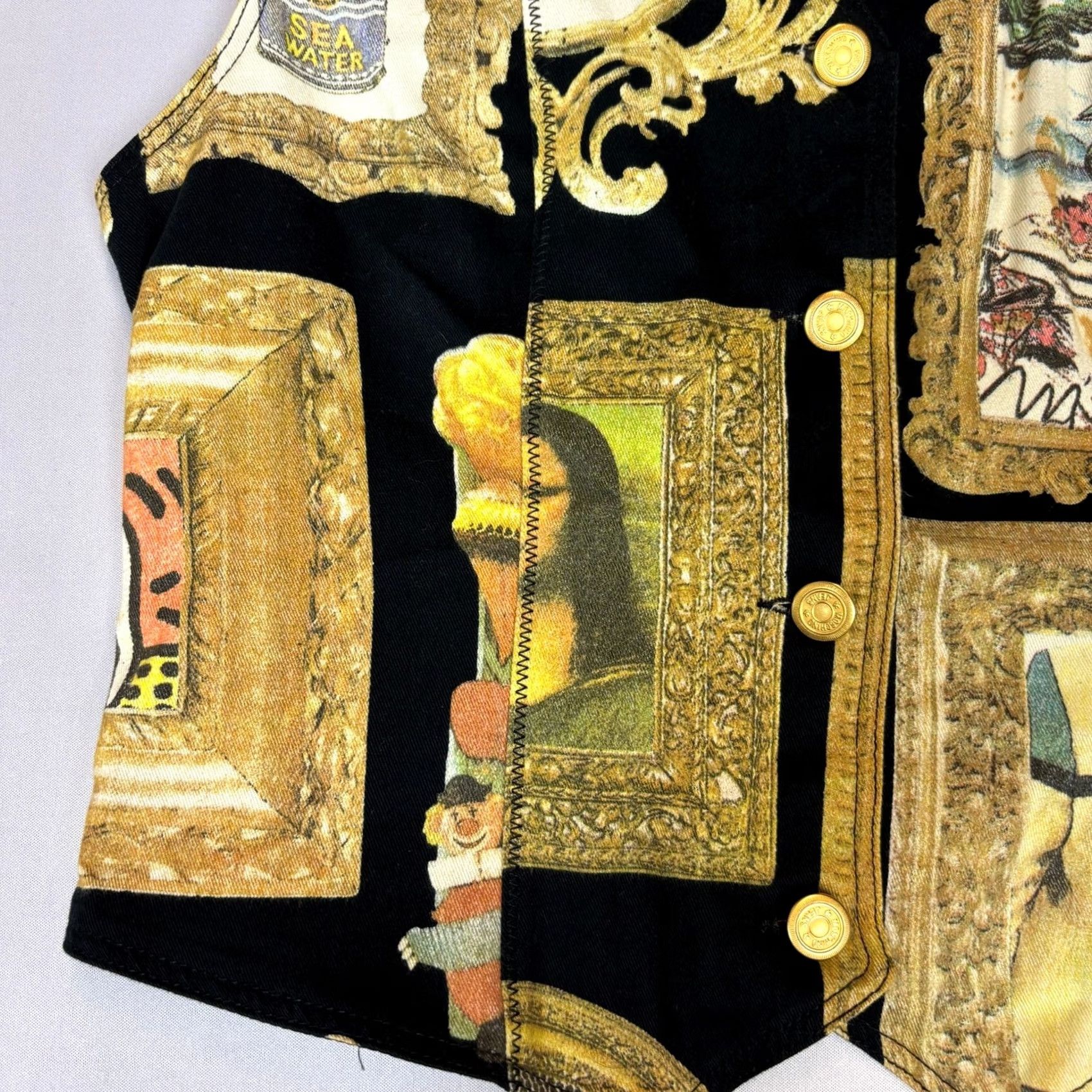 Moschino VINTAGE Moschino Jeans Art Framed Masterpieces Vest Women’s S Small Franco Yellow 90s Artwork Mens? Size 28" / US 6 / IT 42 - 2 Thumbnail