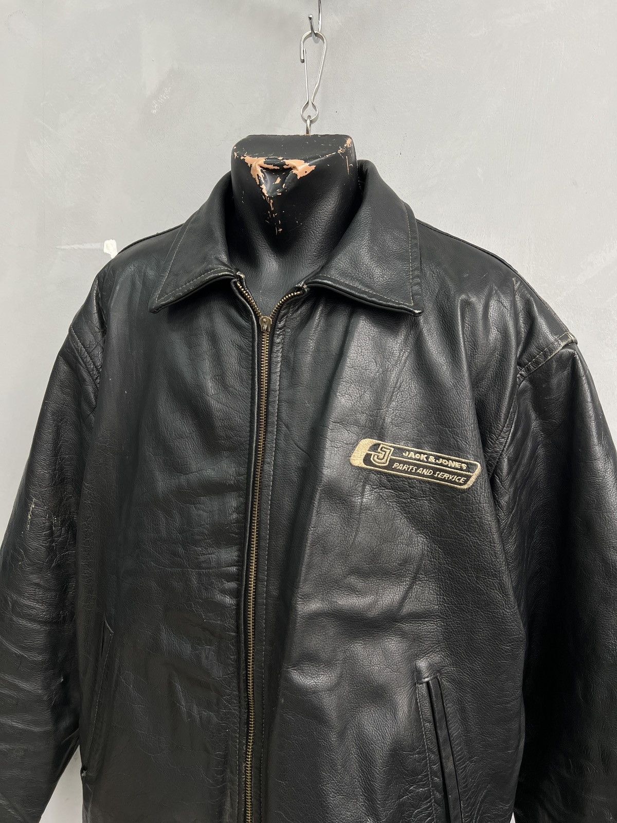 Jack & Jones Leather moto cropped avant garde y2k jacket retro vibe Size US L / EU 52-54 / 3 - 2 Thumbnail
