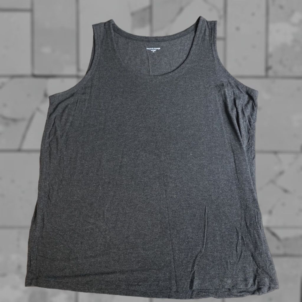 Eileen Fisher Eileen Fisher Women's Tank XL Gray Solid Viscose Spandex Jersey Collared Sleeveless Basic Casual Size XL / US 12-14 / IT 48-50 - 1 Thumbnail