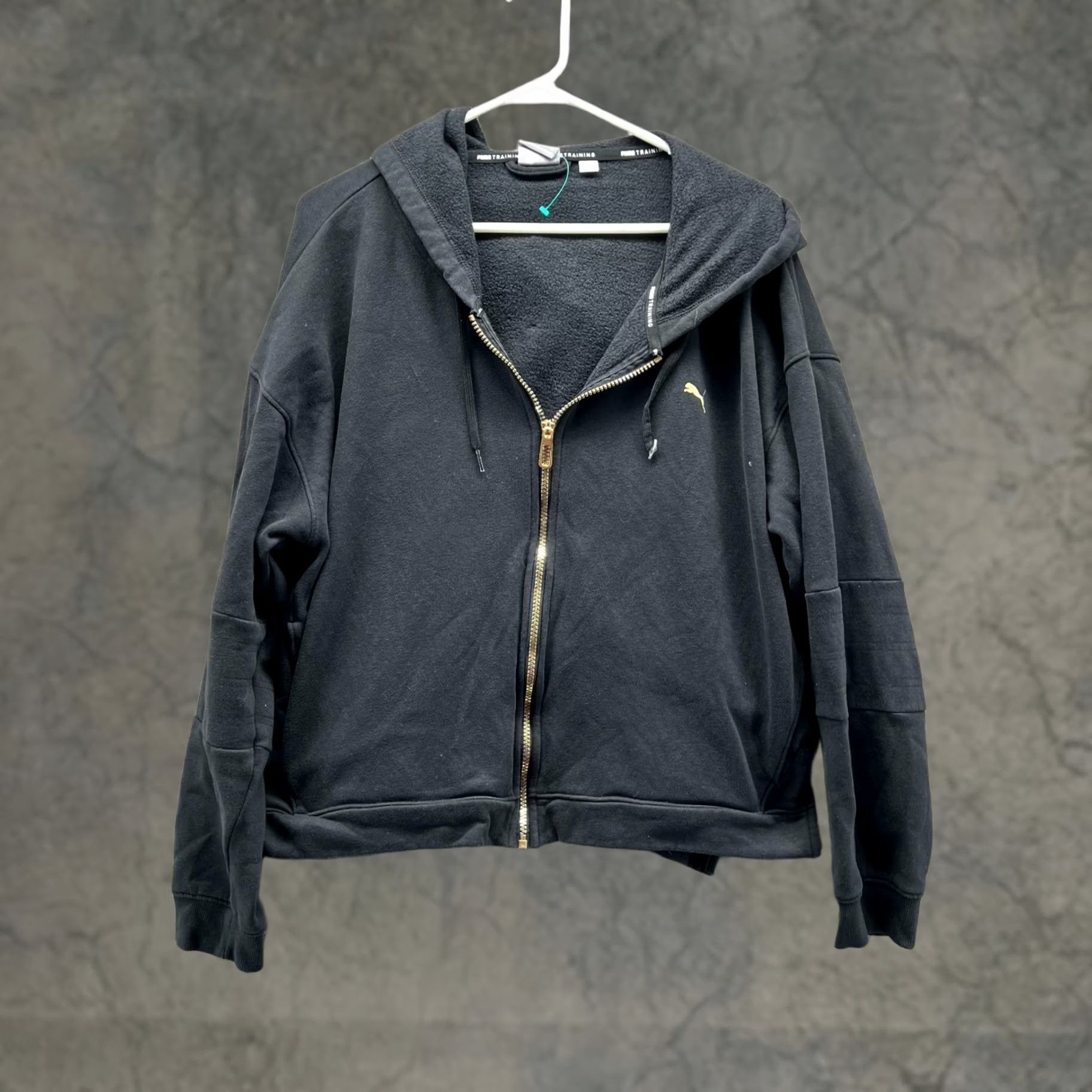 Puma VINTAGE PUMA Sweater Women XL Black Gold Hoodie Full Zip Jacket Logo Training XL Size XL / US 12-14 / IT 48-50 - 1 Thumbnail
