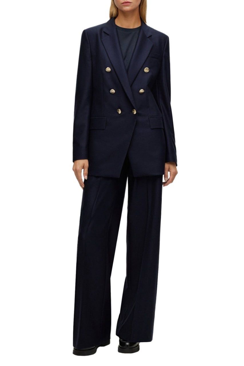 Hugo Boss Hugo Boss marzotto Double Breasted Wool Navy blazer Jacket Size XS / US 0-2 / IT 36-38 - 3 Thumbnail