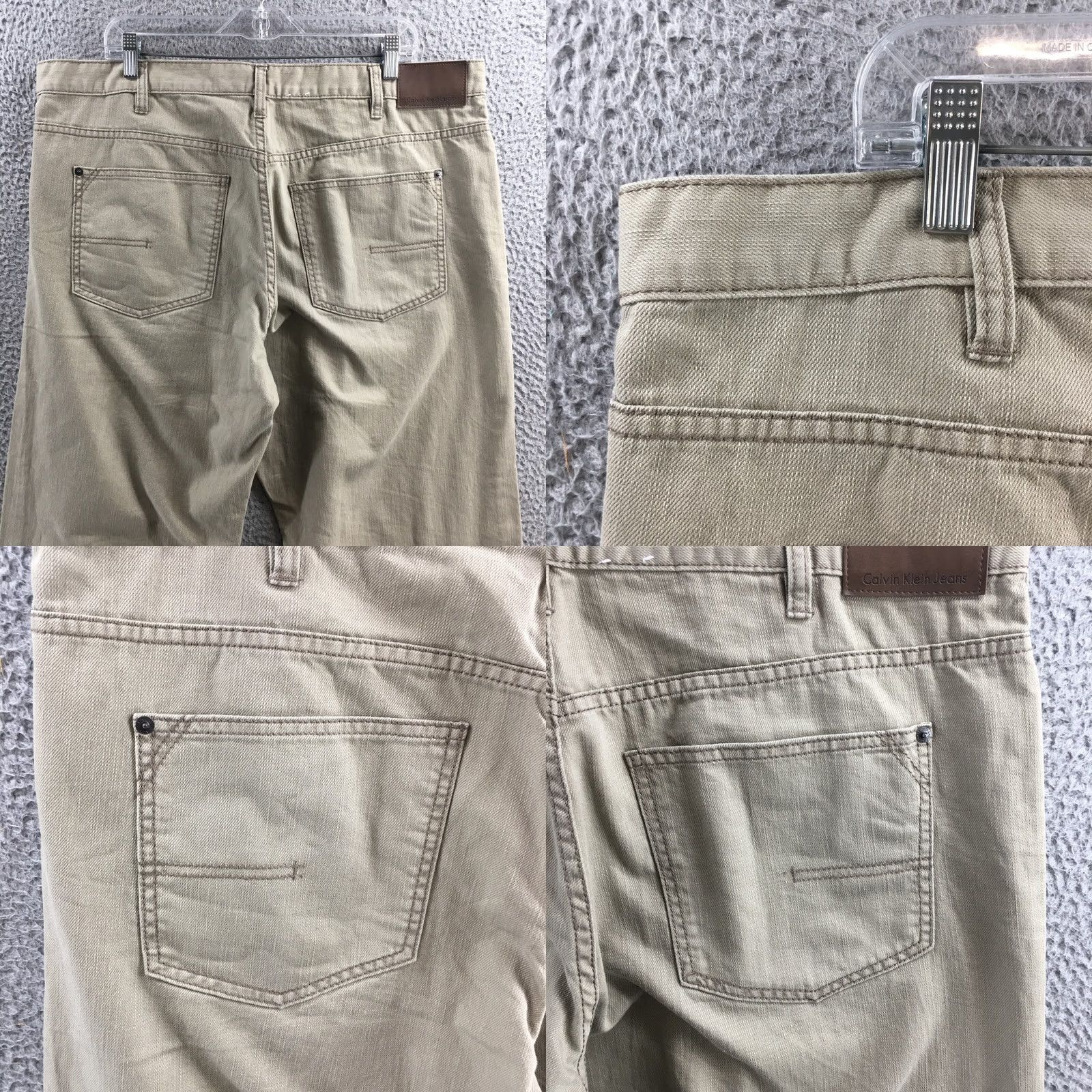 Calvin Klein Calvin Klein Jeans Mens Straight Leg 40x32 Beige Denim Cotton 5-Pocket Regular Slim Jeans Boys Mens? Size US 40 / EU 56 - 9 Thumbnail