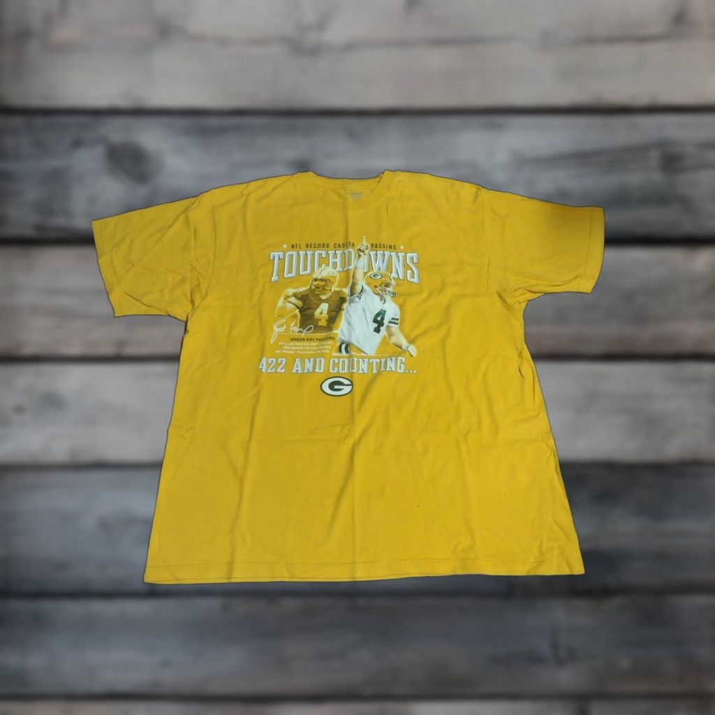 Reebok VINTAGE Brett Favre Packers T-Shirt XL Men Reebok Shirt NFL Football 90s Yellow Crew Neck Graphic Tee Mens Size US L / EU 52-54 / 3 - 1 Thumbnail
