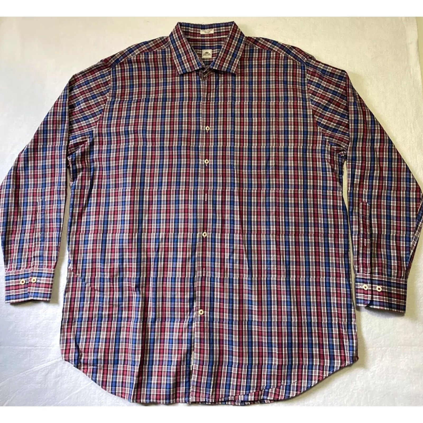 Peter Millar Peter Millar Button Down Dress Shirt Men’s XL Red Plaid Long Sleeve Button-Down Collar/XL/Multicolor Size 46R - 2 Thumbnail