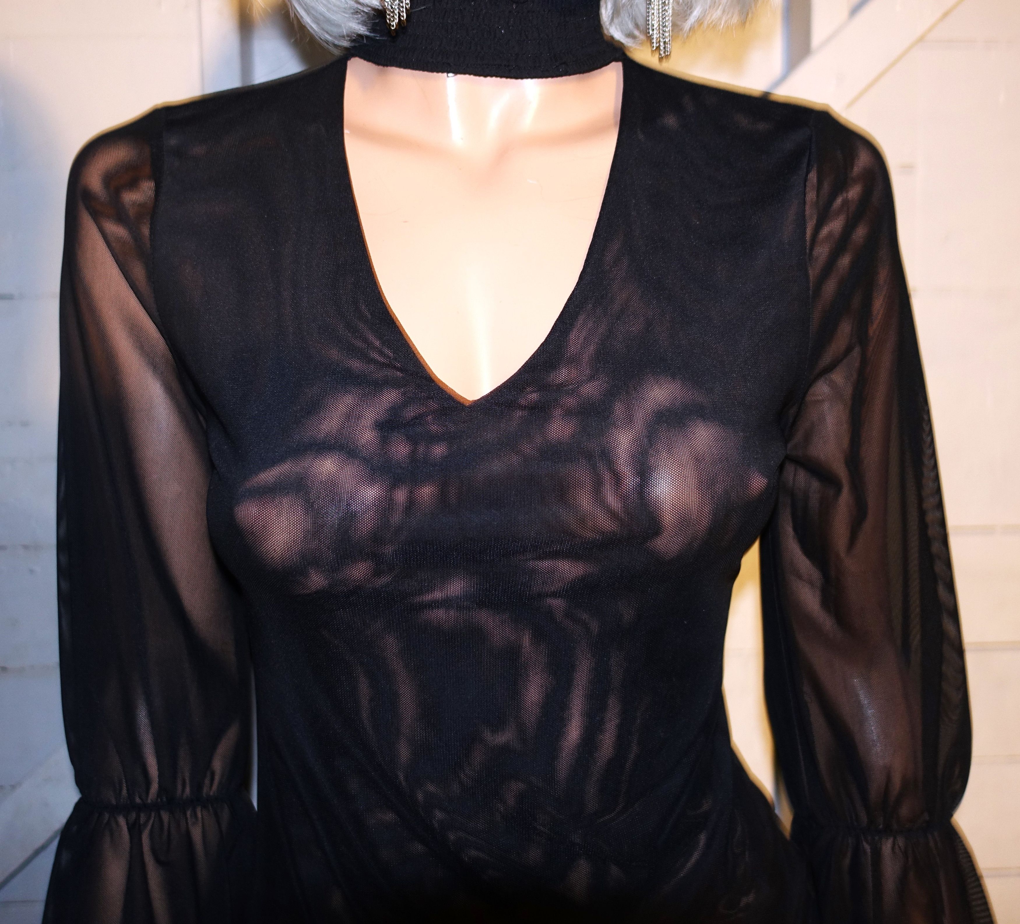 Other Crave Fame Black Sheer Choker Blouse S Size S / US 4 / IT 40 - 2 Thumbnail