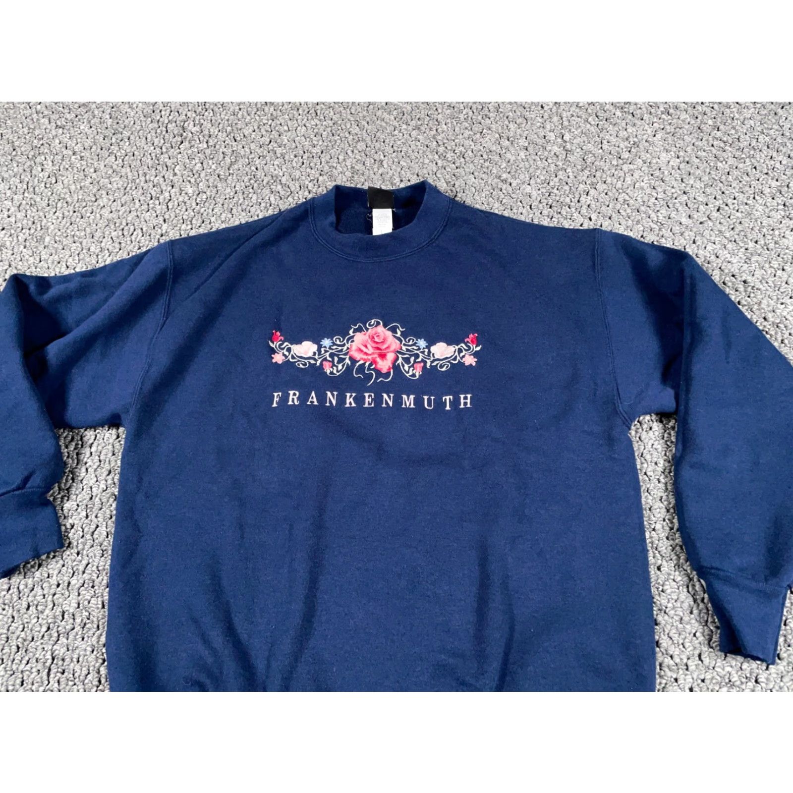 Vintage VINTAGE Signal Sweatshirt Adult Large Dark Blue Embroidered Flowers 90s Womens Size L / US 10 / IT 46 - 6 Thumbnail