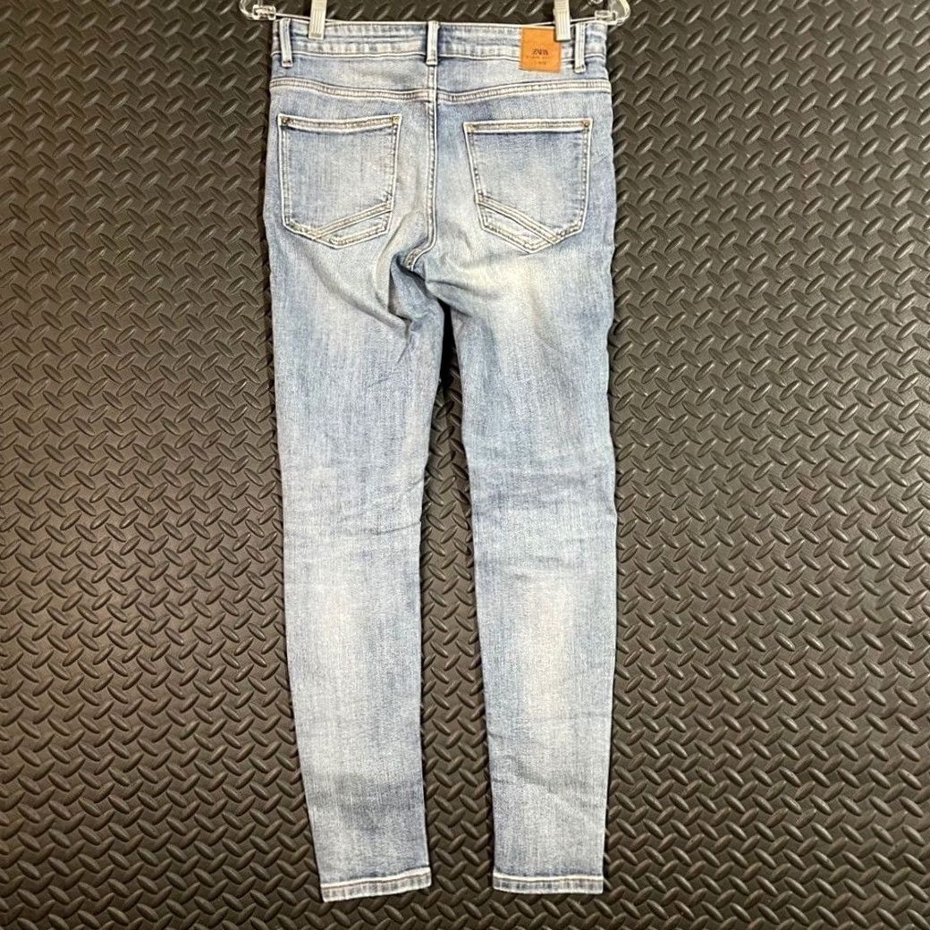 Zara Zara Jeans Women's Blue Skinny Mid Rise Distressed Zipper Pocket Denim Size 4 Size 27" / US 4 / IT 40 - 3 Thumbnail