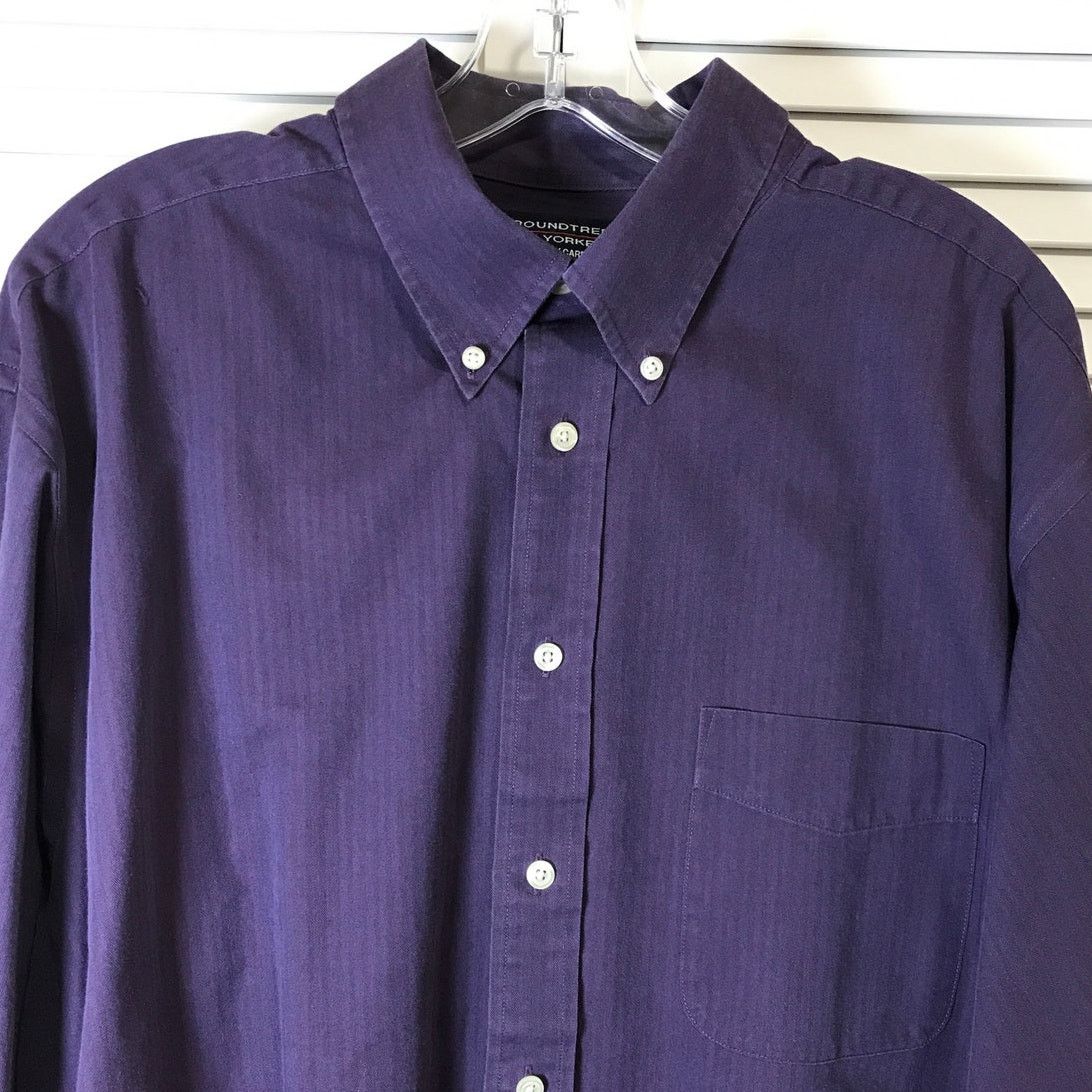 Roundtree & Yorke Roundtree & Yorke Purple Collared Long Sleeve Mens Shirt XL Size US XL / EU 56 / 4 - 6 Thumbnail